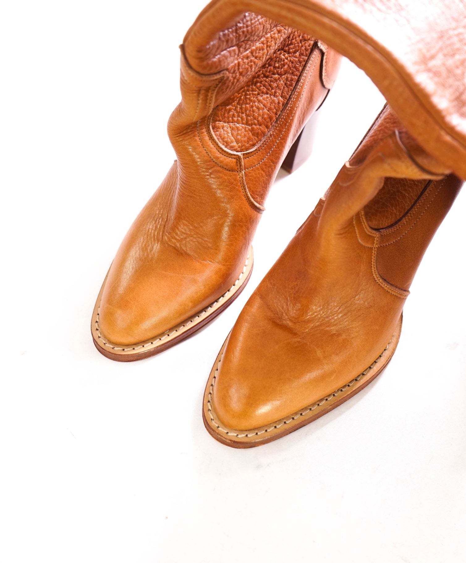 $895 ELEVENTY - Tan Cognac Leather Cowboy Western Boots - 9US (39)