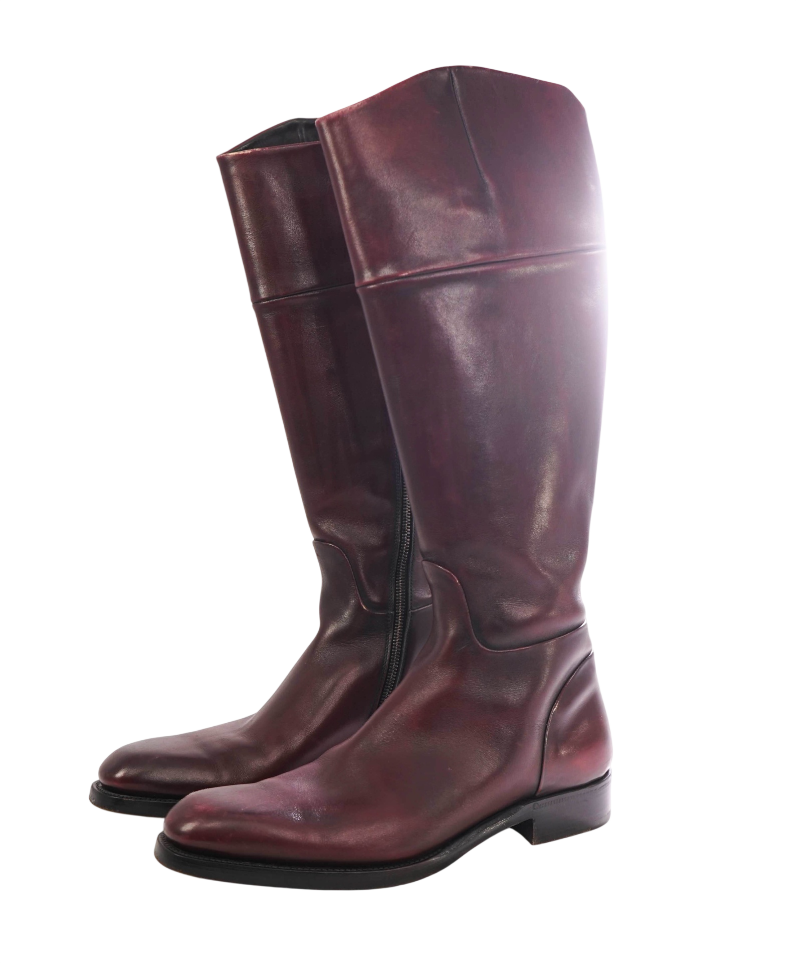 $1,595 ZEGNA - Brown / Burgundy Riding Boots - 9 US (8UK)