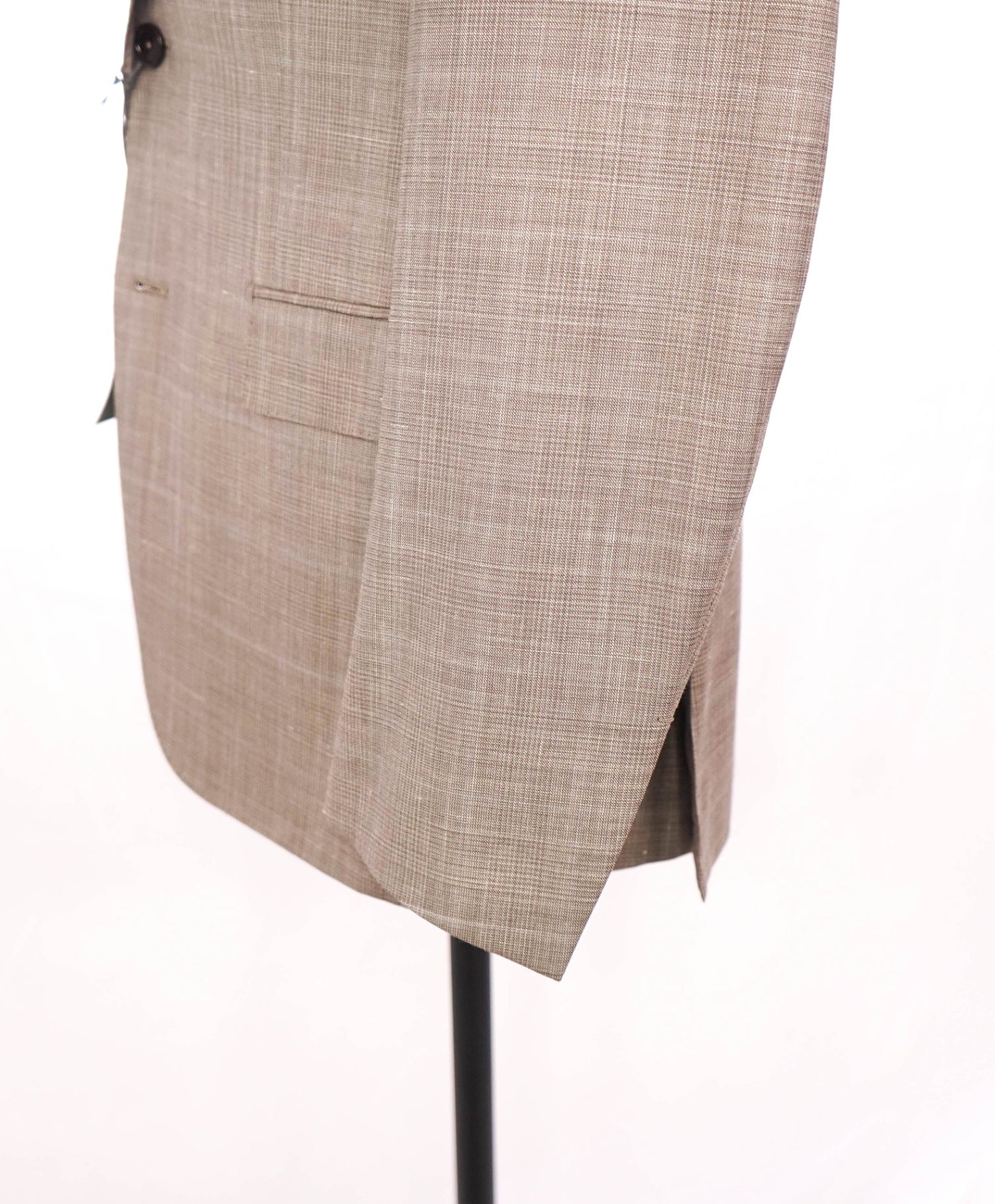 $4,950 ZEGNA - "TROFEO SUMMER" Neutral Plaid Wool/Linen/Silk Suit - 40S