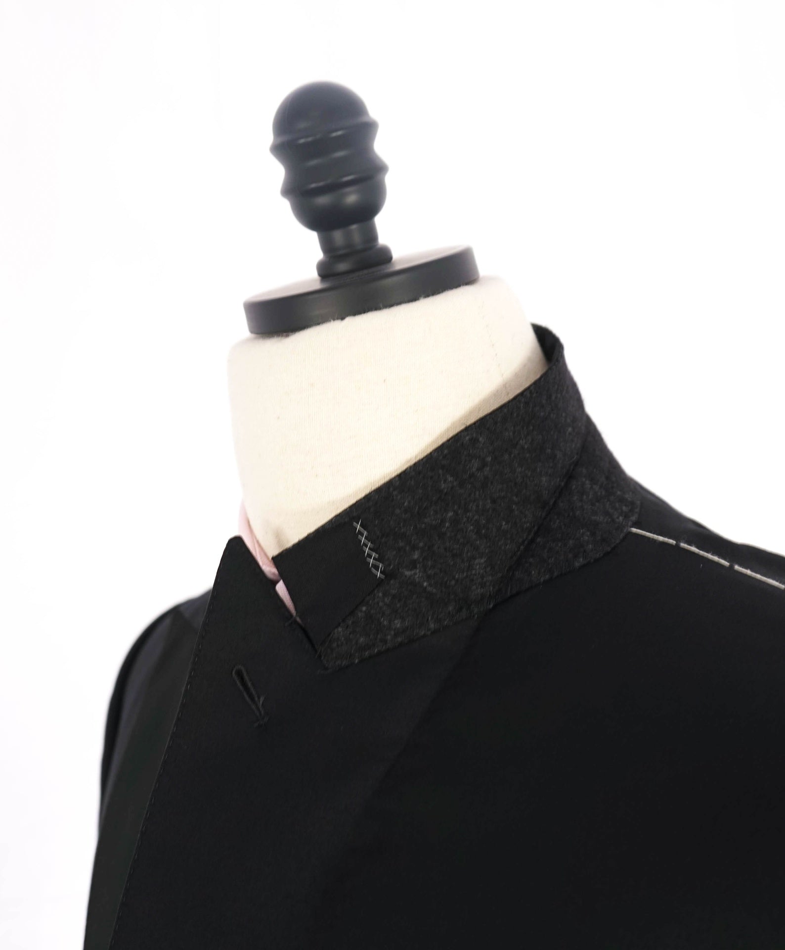 $3,995 ZEGNA - "MICROSPHERE" Solid Black Wool Peak Lapel Tuxedo - 46L