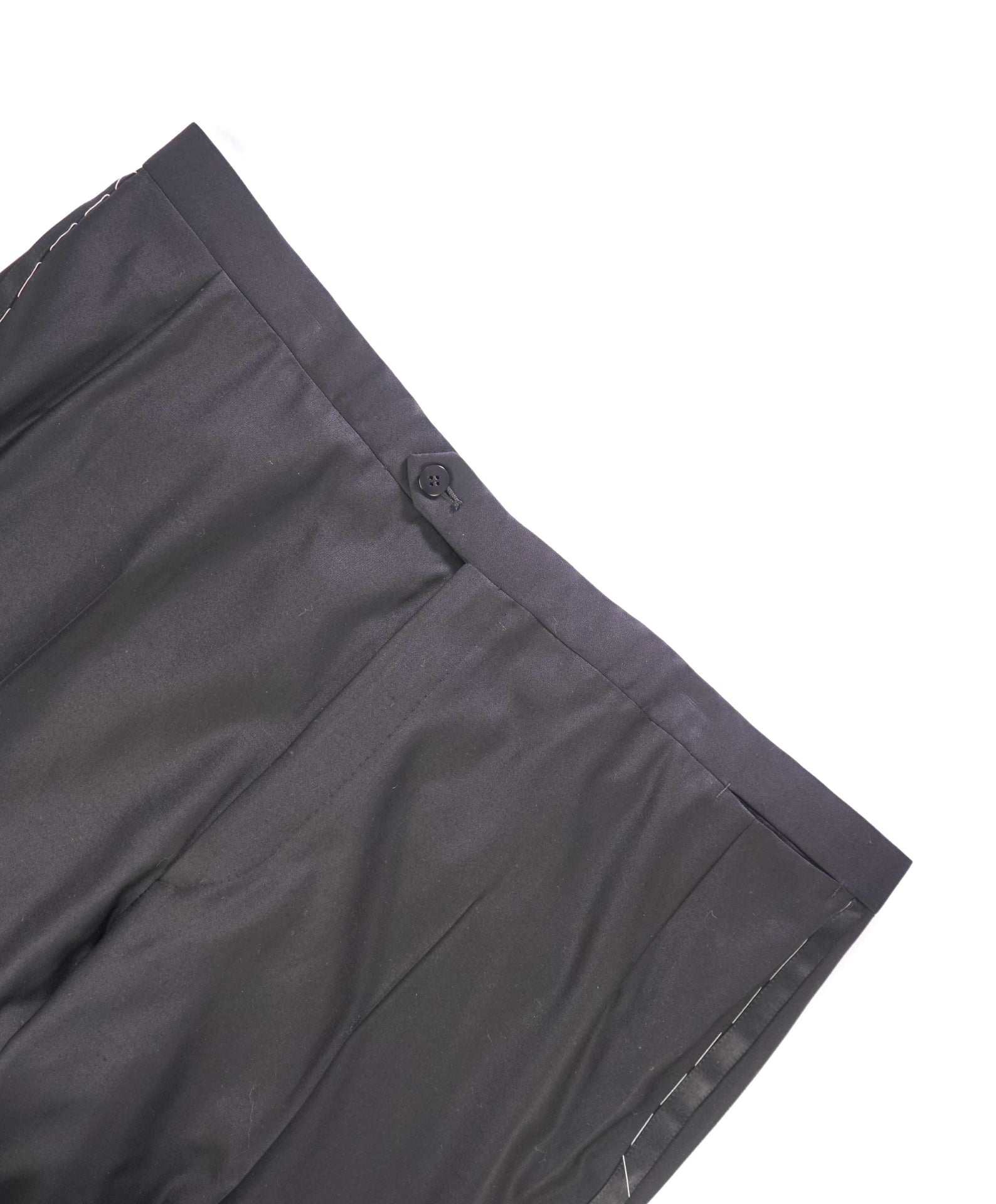 $1,295 BRIONI - Solid Black Wool Tuxedo Pants - 41W
