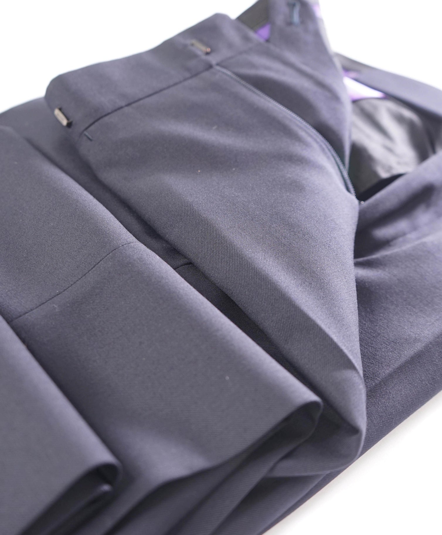 $750 RALPH LAUREN PURPLE LABEL - Solid Navy Blue Wool Pants - 30W