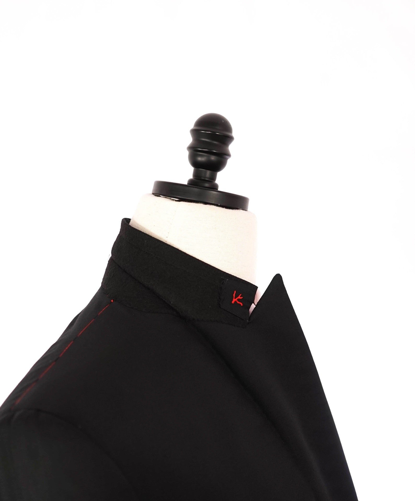 $4,595 ISAIA - "AQUASPIDER" Solid Black Wool Peak Lapel Tuxedo - 44L