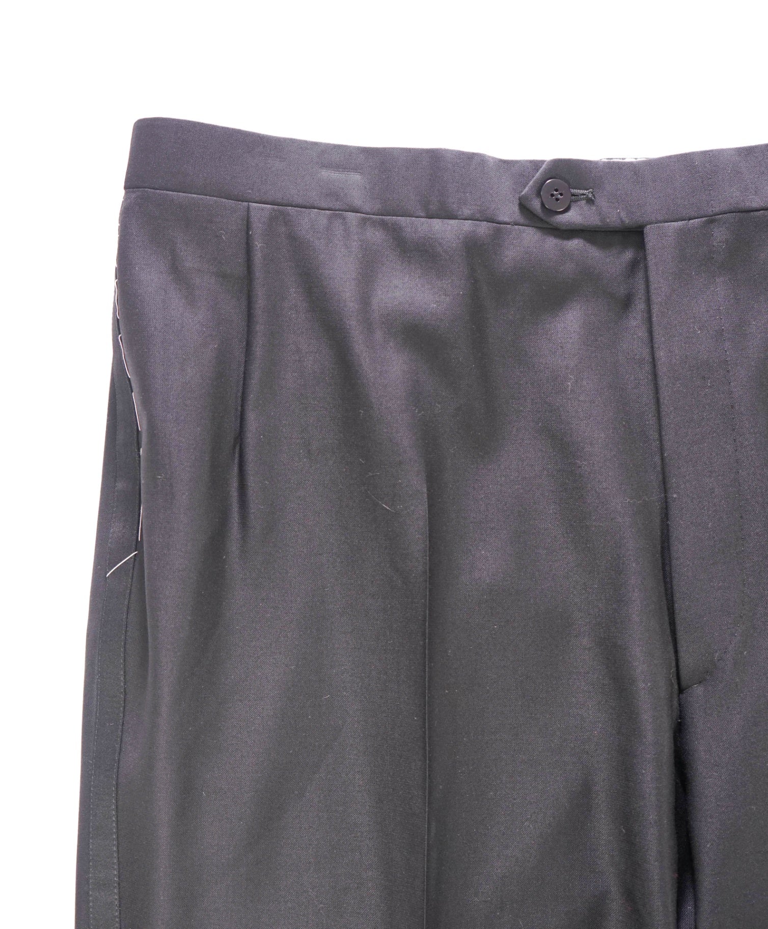 $1,295 BRIONI - Solid Black Wool Tuxedo Pants - 41W
