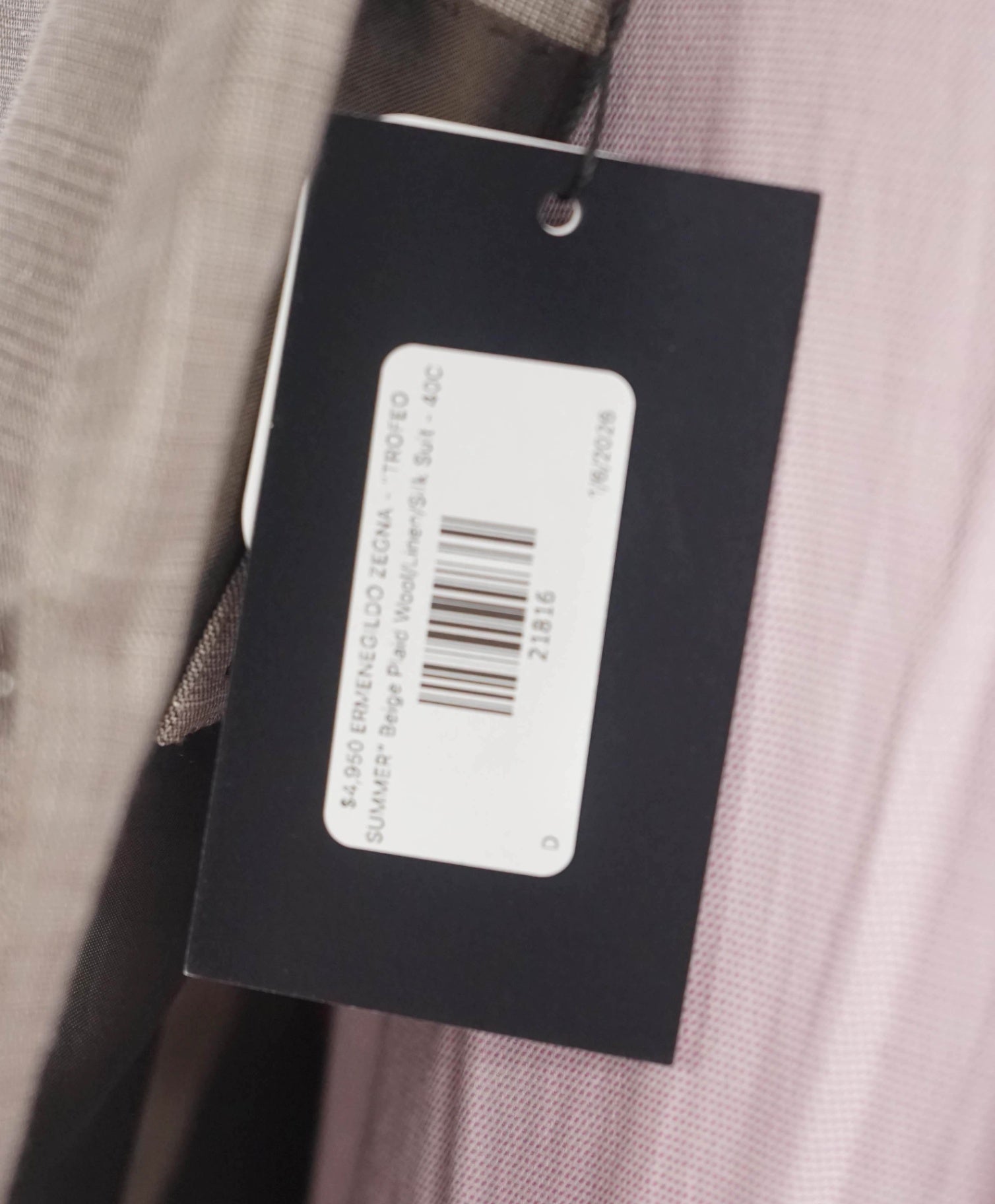 $4,950 ZEGNA - "TROFEO SUMMER" Neutral Plaid Wool/Linen/Silk Suit - 40S