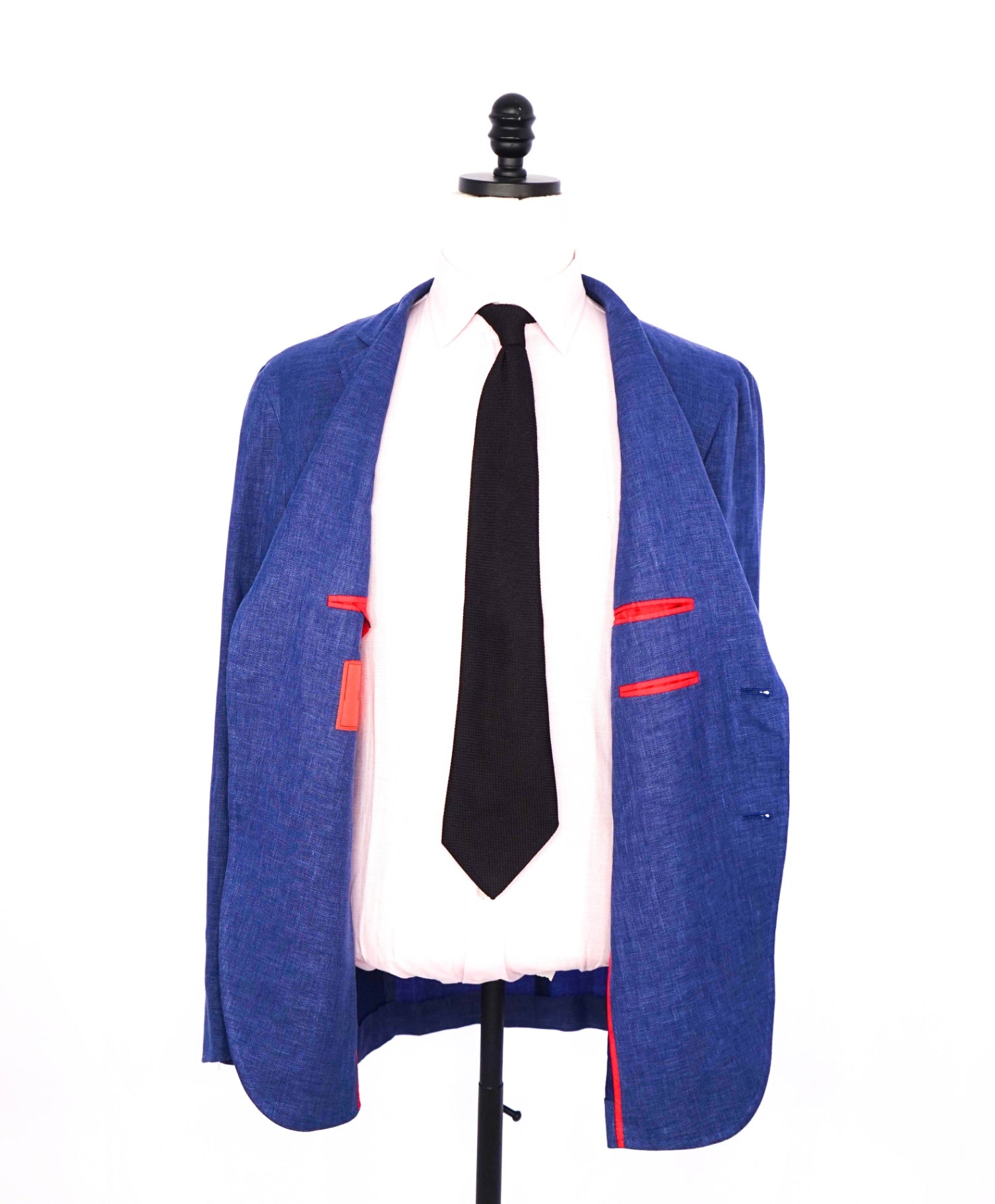 $4,500 ISAIA - Solid Blue Linen/Wool/Silk Blazer - 46R