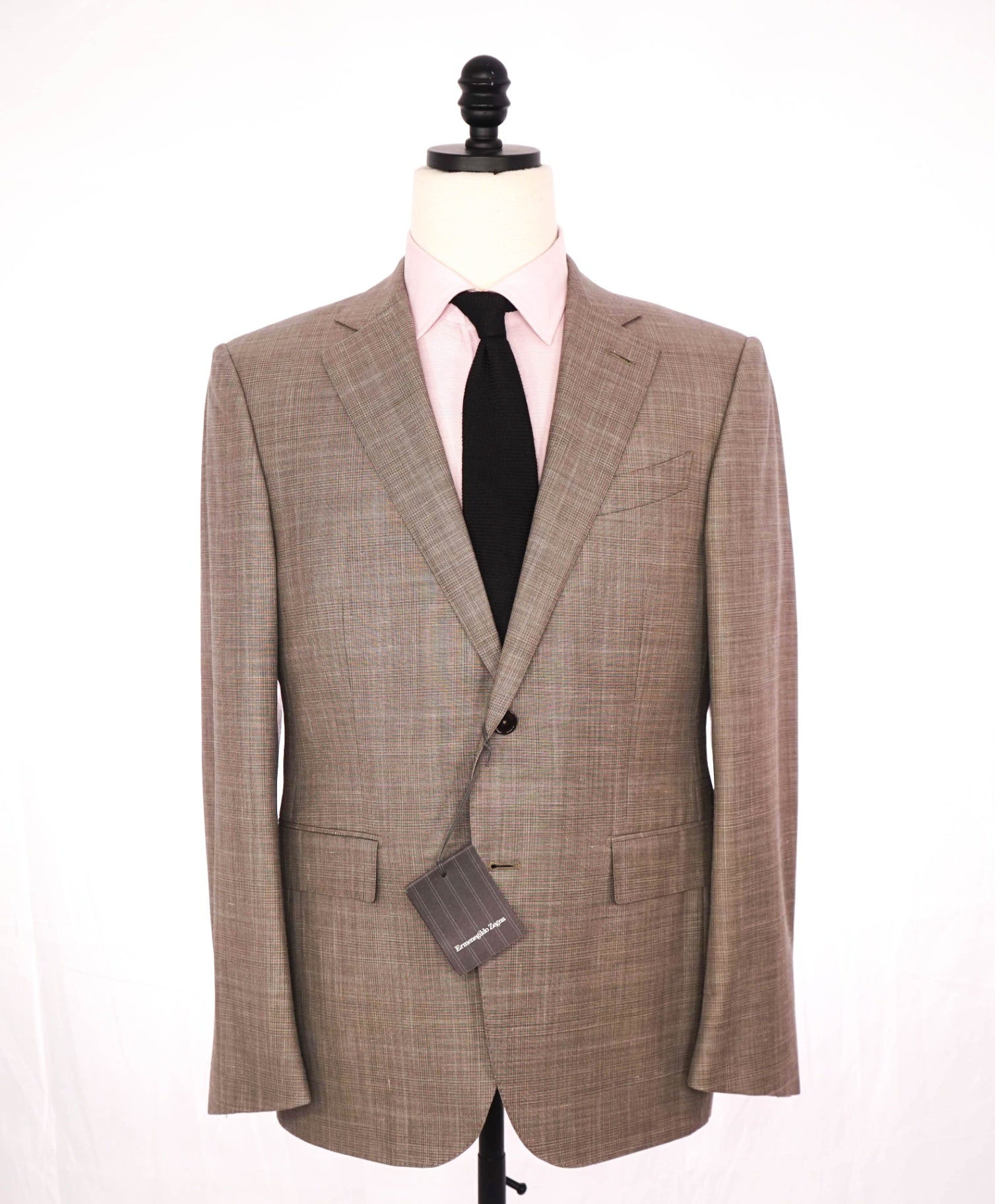 $4,950 ZEGNA - "TROFEO SUMMER" Neutral Plaid Wool/Linen/Silk Suit - 40S