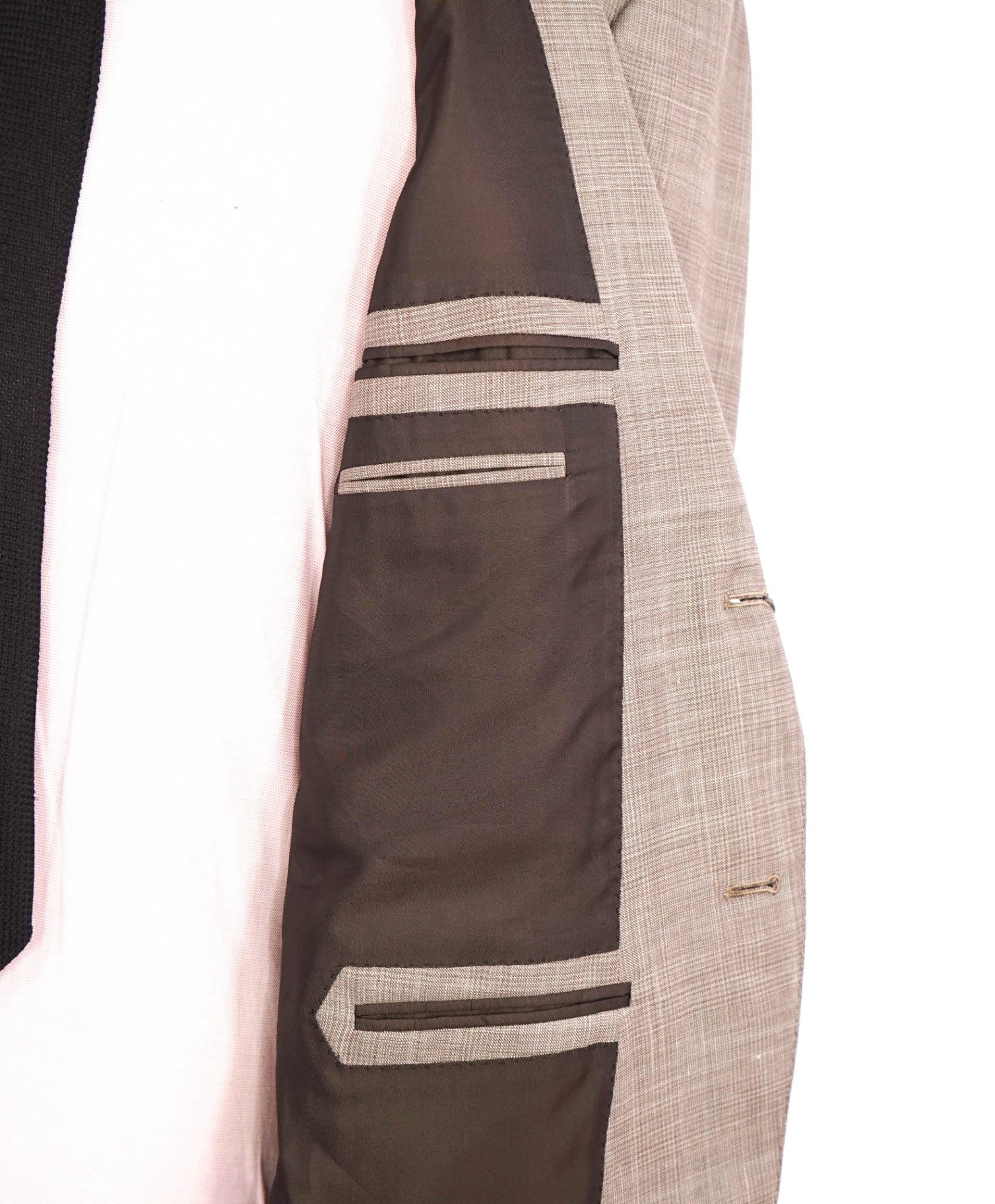 $4,950 ZEGNA - "TROFEO SUMMER" Neutral Plaid Wool/Linen/Silk Suit - 40S