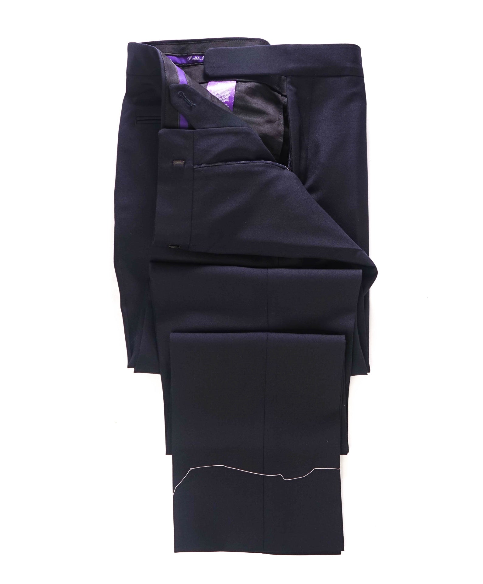 $750 RALPH LAUREN PURPLE LABEL - Solid Navy Blue Wool Pants - 30W