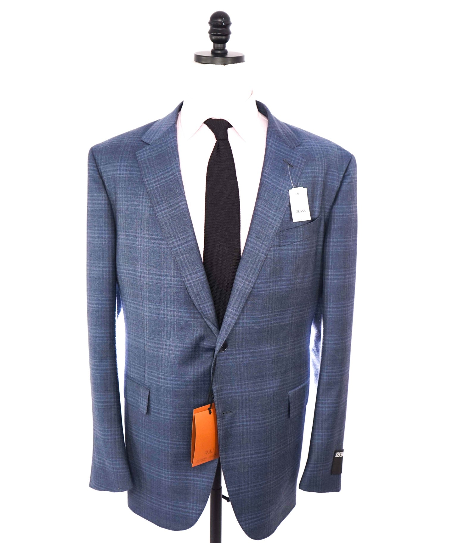 $5,990 ZEGNA - Blue Plaid "TROFEO" Wool Suit - 50R