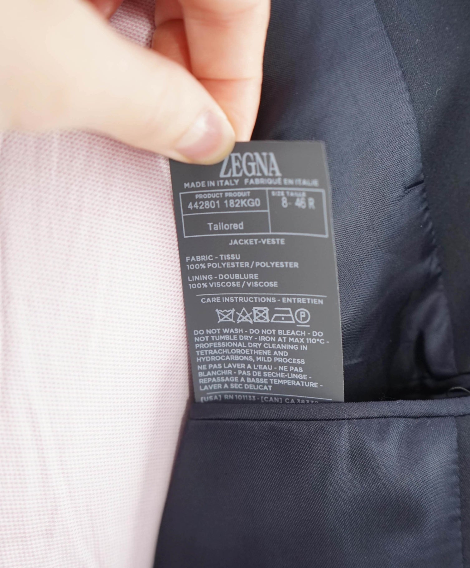 $2,990 ZEGNA - Textured Blue Peak Lapel Dinner Jacket - 36R