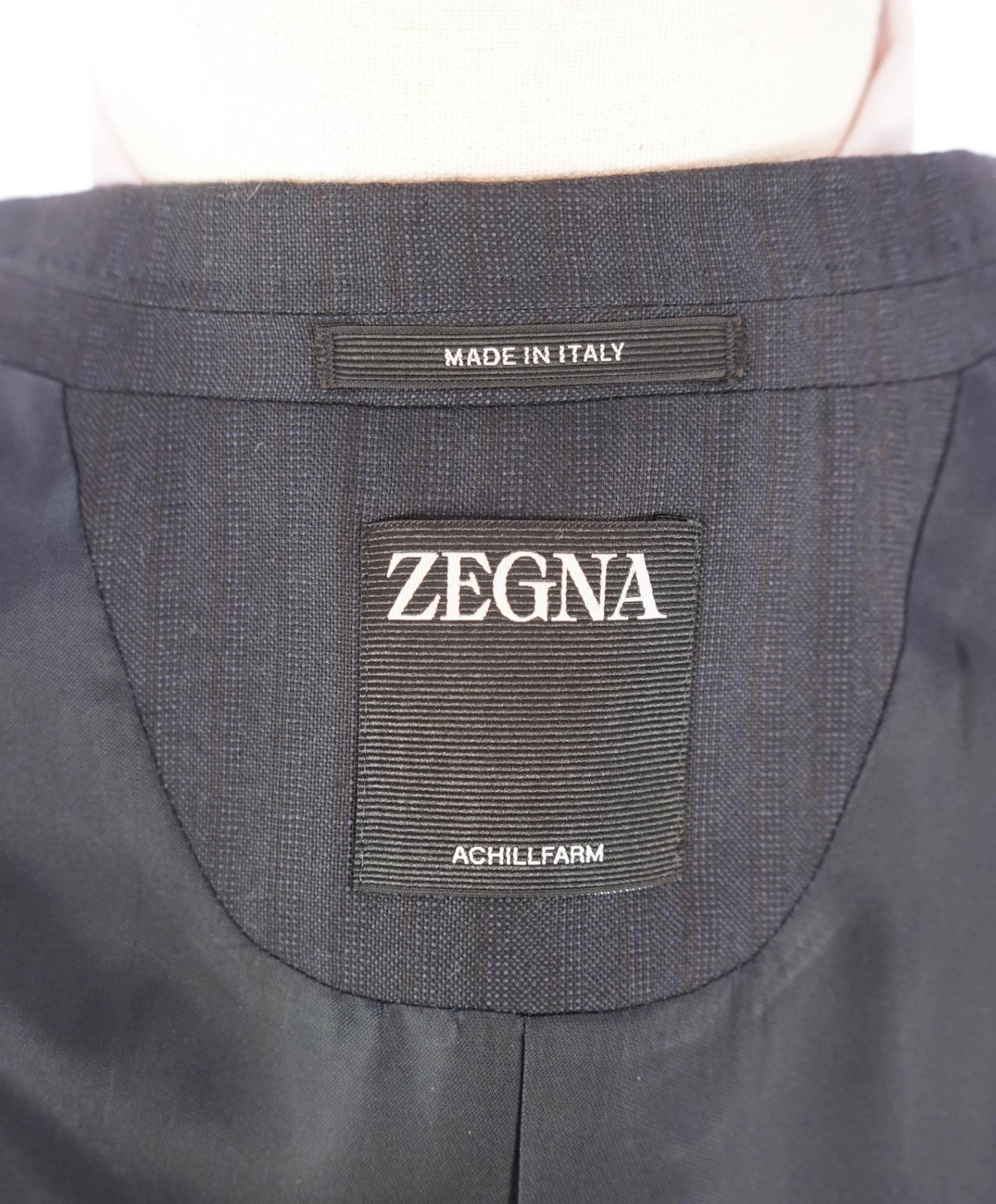 $3,490 ZEGNA - Navy Tonal Stripe "ACHILLFARM"  Wool/Silk Suit - 48R