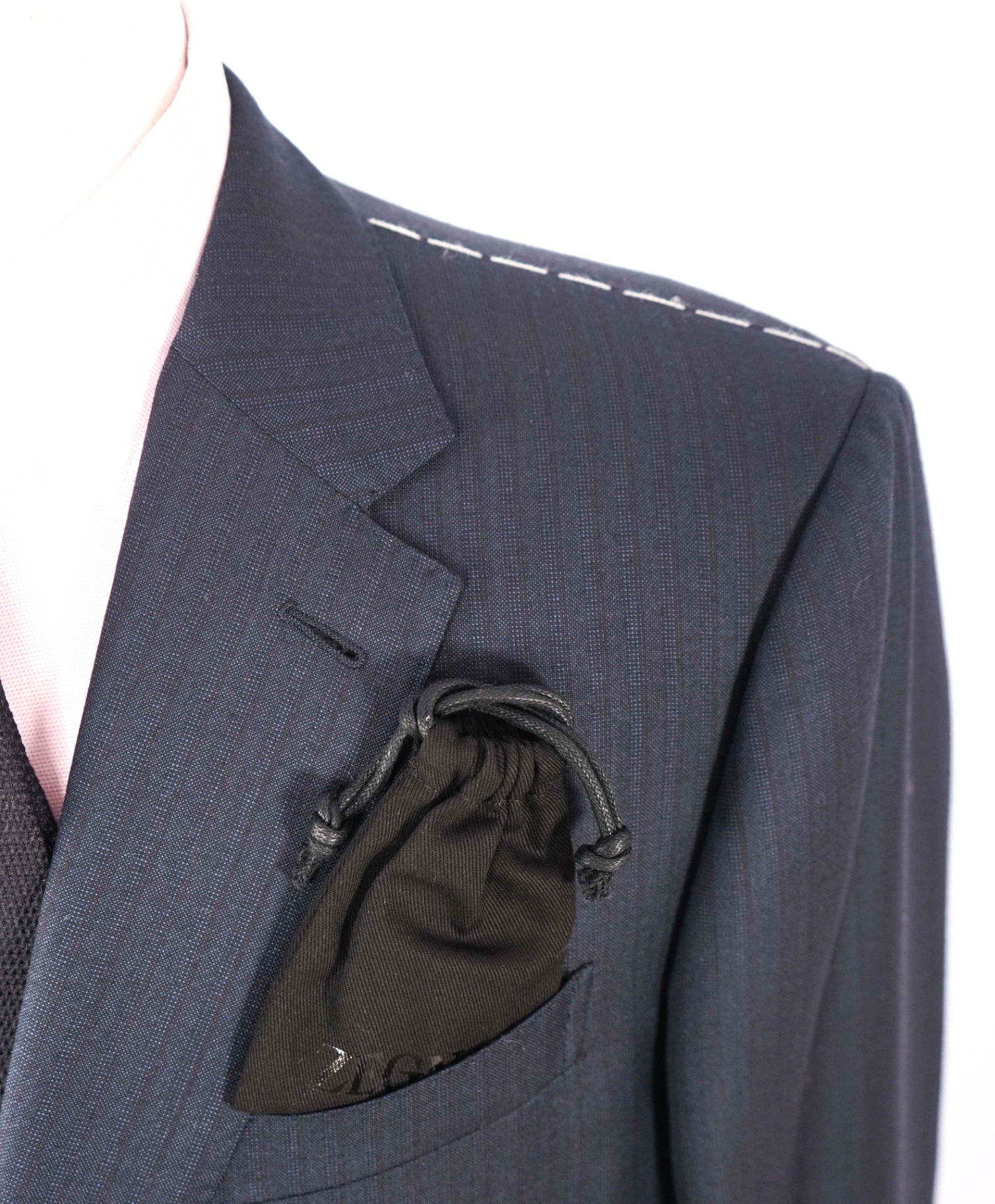$3,490 ZEGNA - Navy Tonal Stripe "ACHILLFARM"  Wool/Silk Suit - 48R