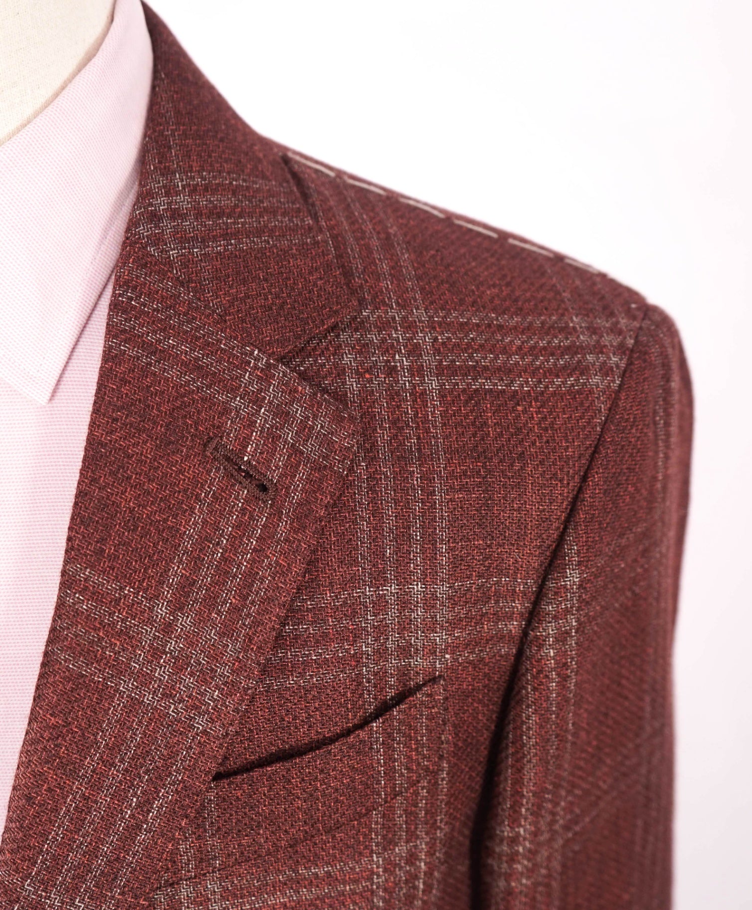 $2,695 ZEGNA - Red Plaid Linen/Alpaca/Silk Blazer - 38R