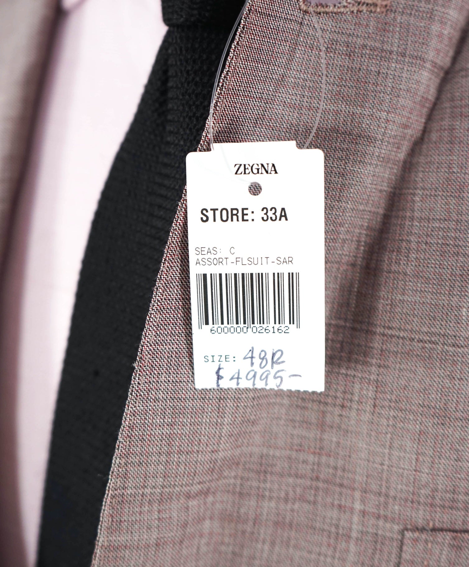 $4,995 ZEGNA - "TROFEO SUMMER" Pink Wool/Linen/Silk Suit - 38R