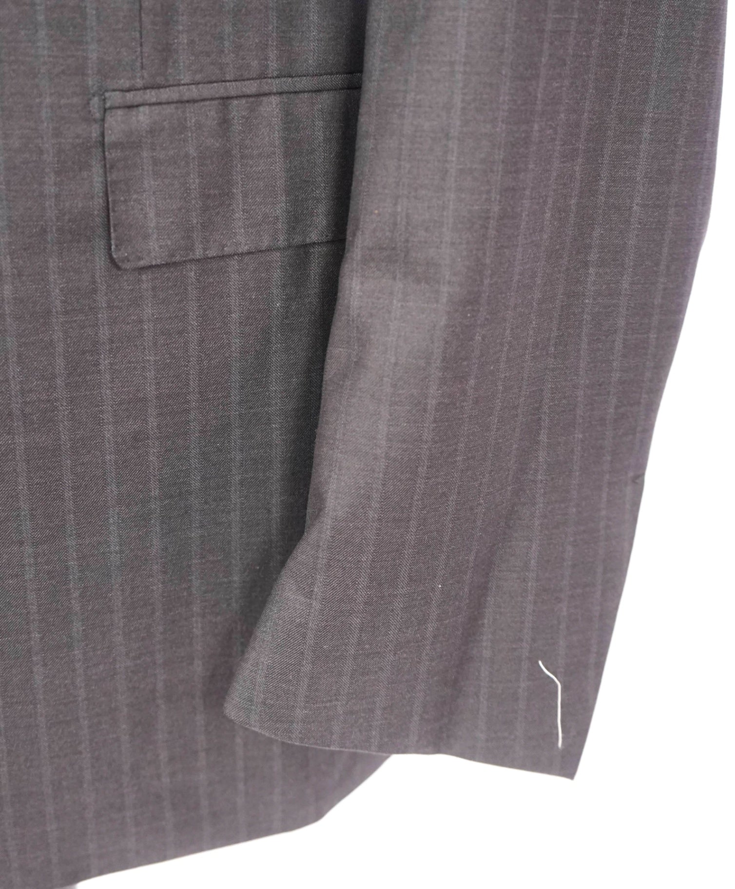 $4,790 ZEGNA - Black Chalk Stripe "15 MILMIL 15"  Wool/Silk Suit - 46L