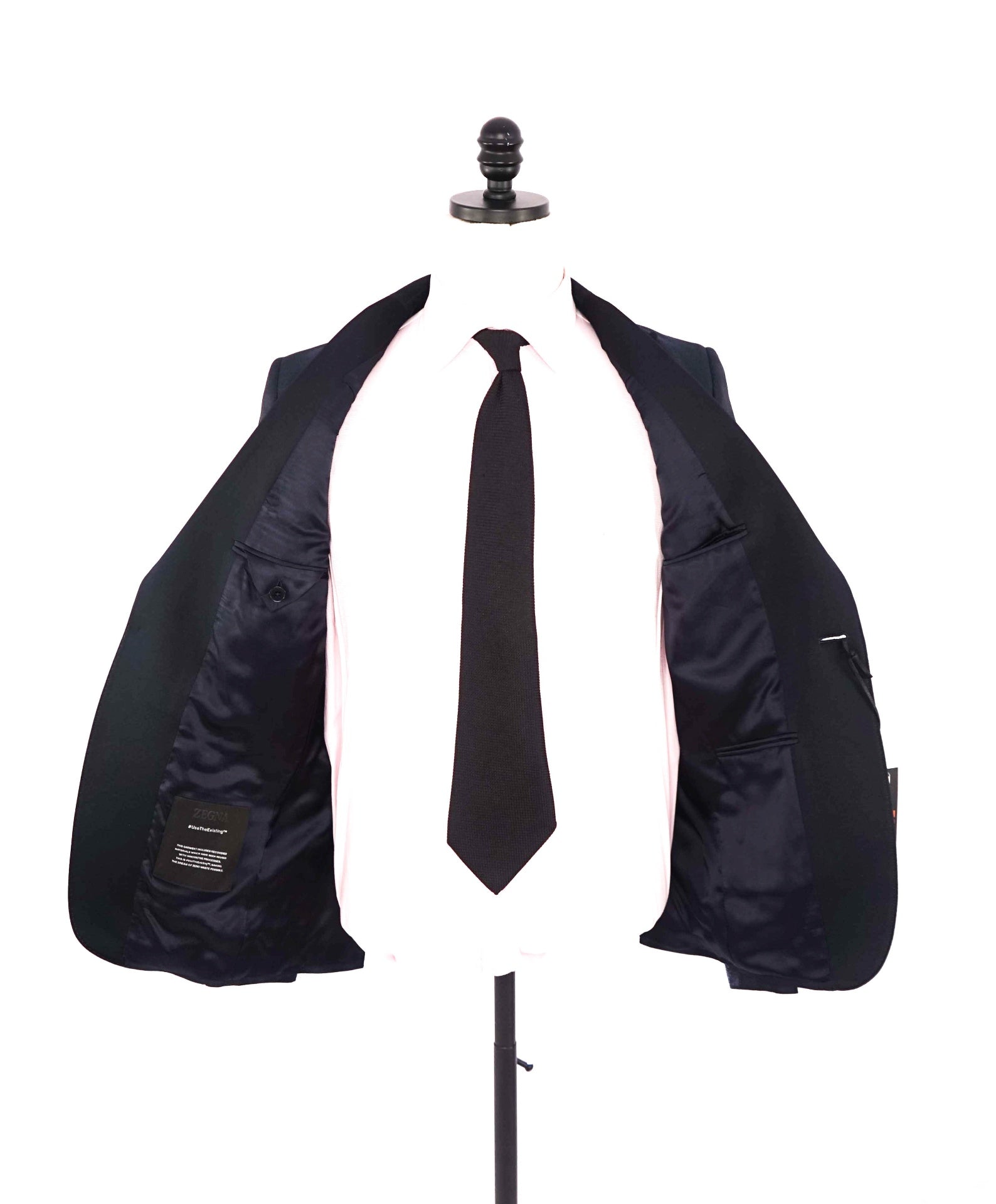 $2,990 ZEGNA - Textured Blue Peak Lapel Dinner Jacket - 38R
