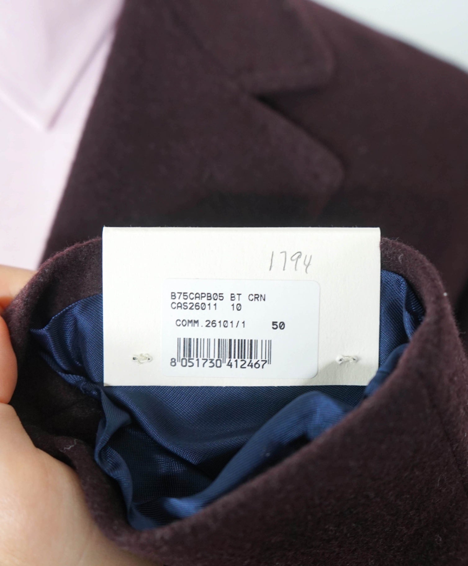 $2,250 ELEVENTY - "PLATINUM" Burgundy Wool/Cashmere Top Coat - 40