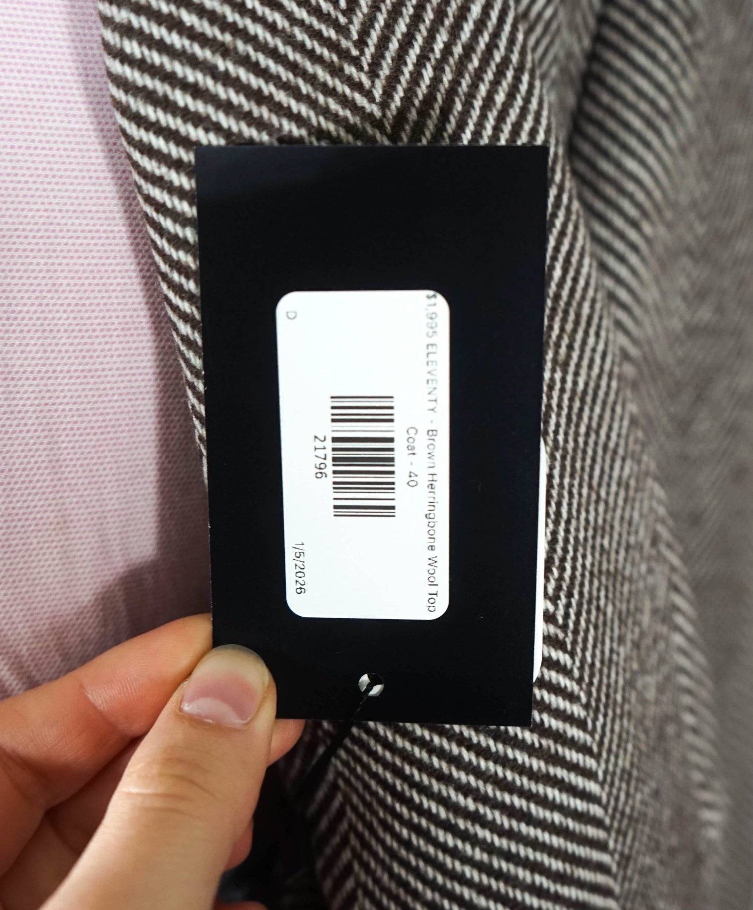 $1,995 ELEVENTY - "PLATINUM" Brown Herringbone Wool Top Coat - 40