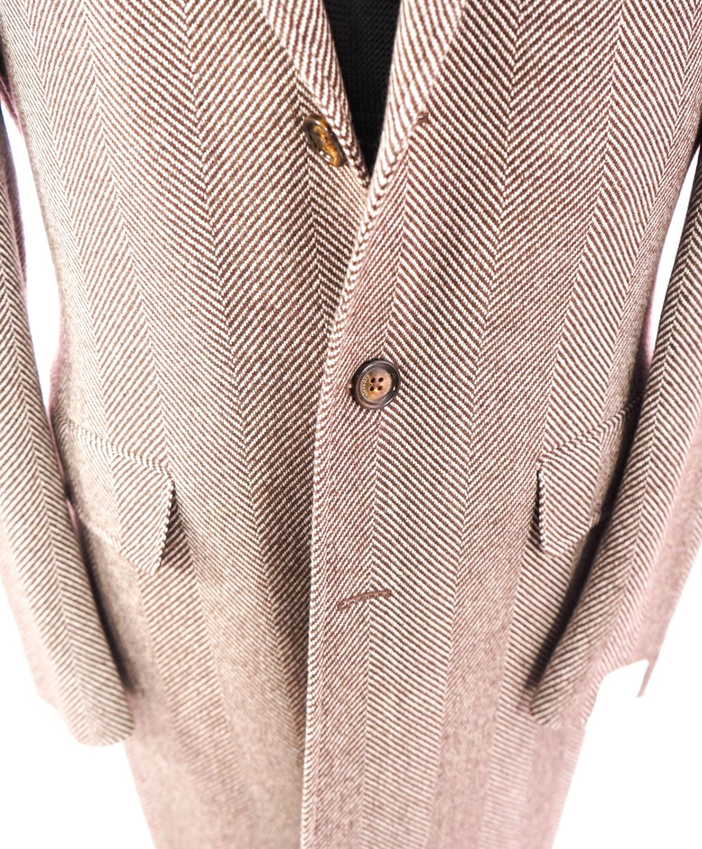 $1,995 ELEVENTY - "PLATINUM" Brown Herringbone Wool Top Coat - 40