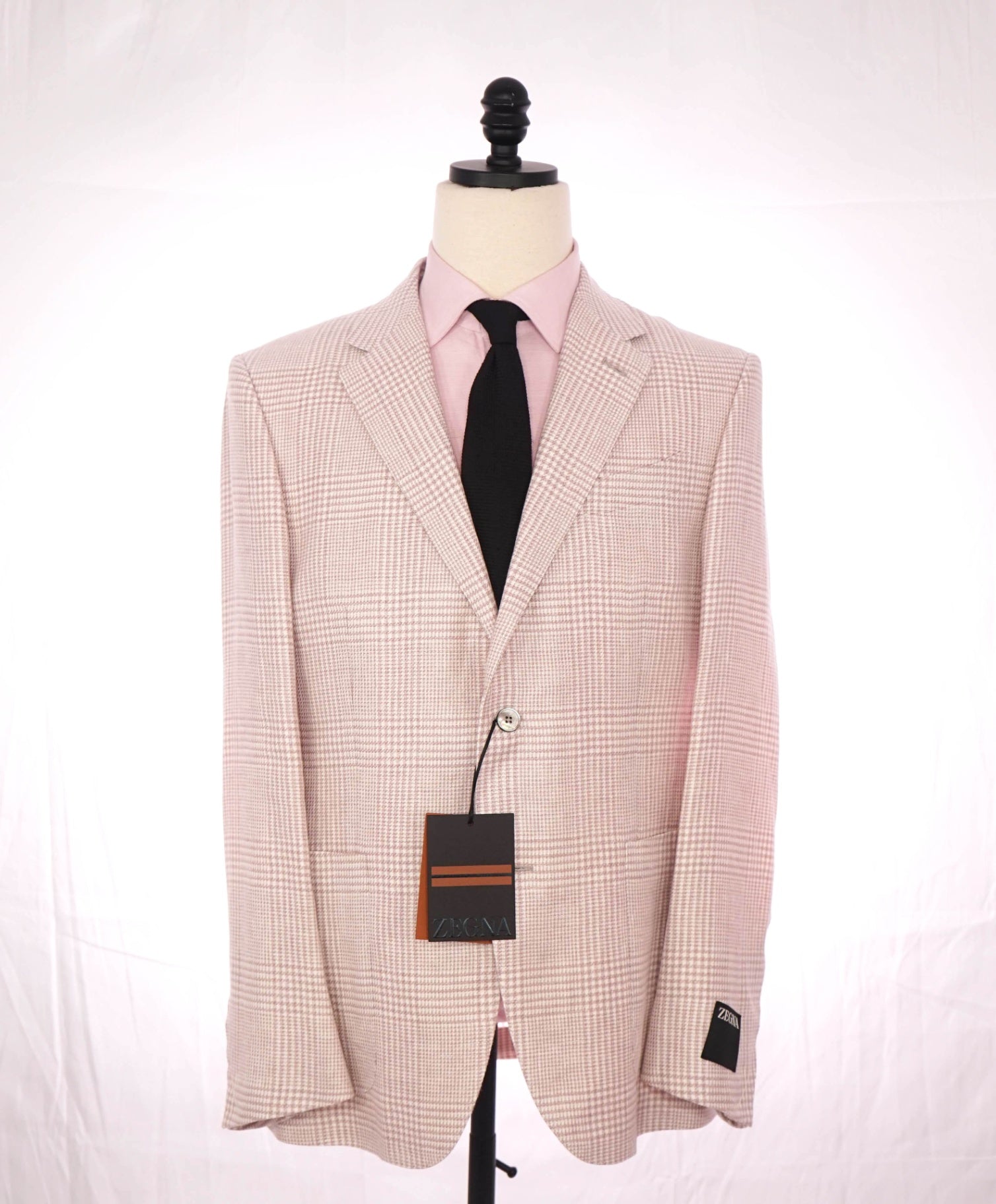 $3,590 ZEGNA - Pink Plaid "FAIRWAY" CROSSOVER Linen/Wool/Silk Blazer - 42R