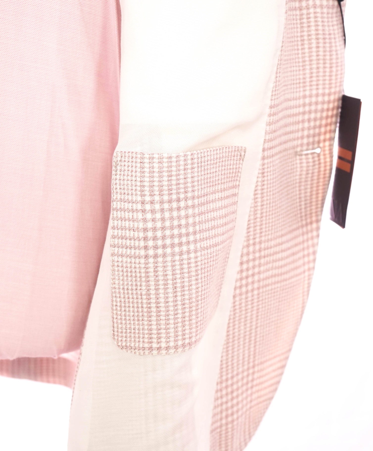 $3,590 ZEGNA - Pink Plaid "FAIRWAY" CROSSOVER Linen/Wool/Silk Blazer - 42R