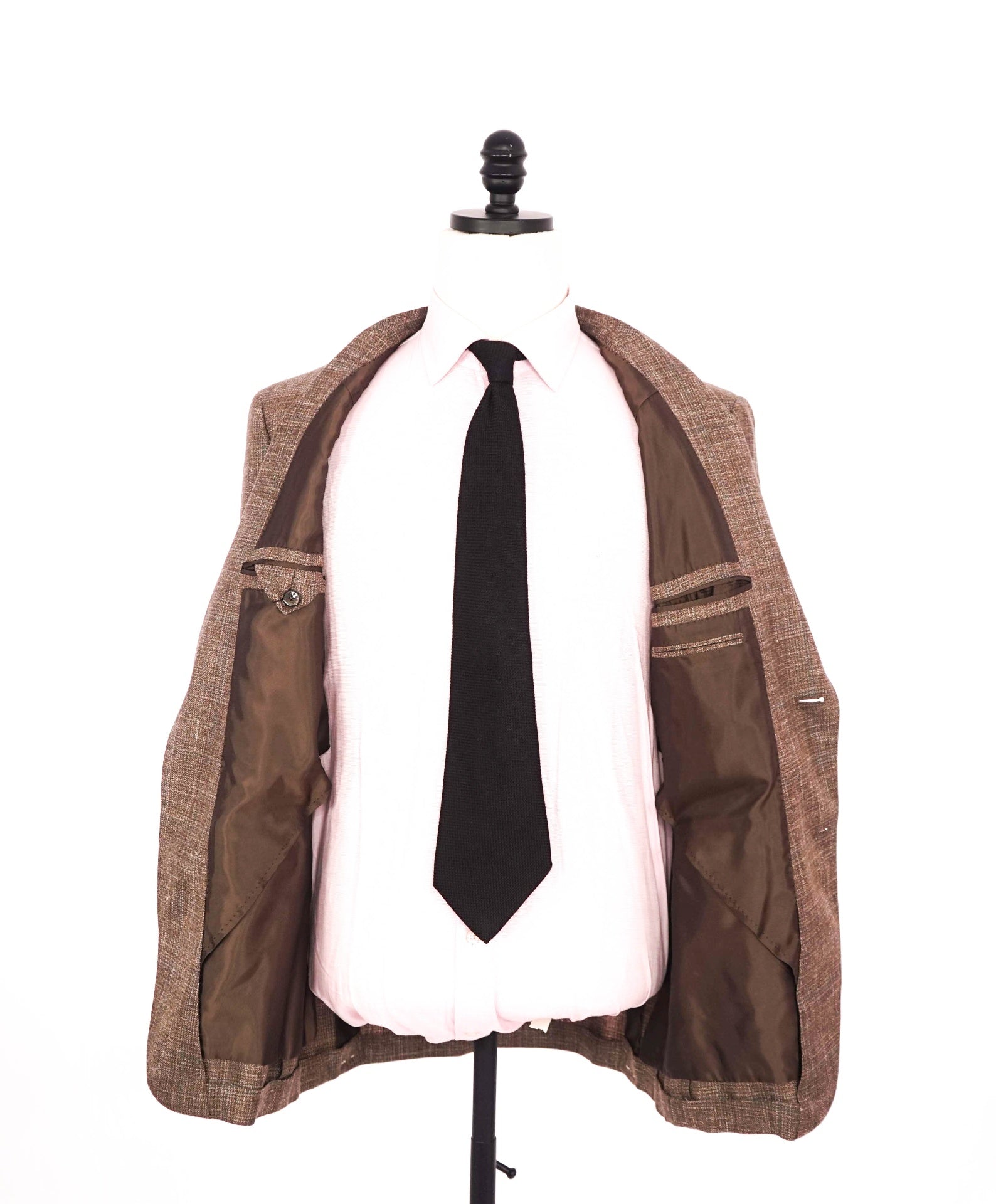$2,990 ZEGNA - Brown Window Pane Wool/Silk/Linen Blazer - 40R