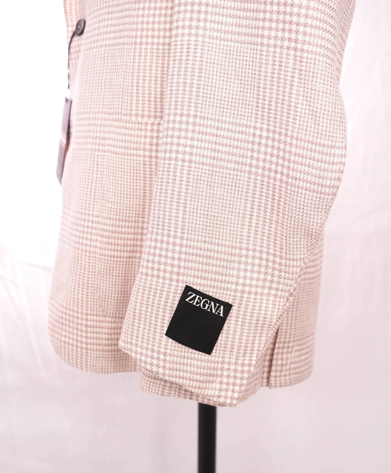 $3,590 ZEGNA - Pink Plaid "FAIRWAY" CROSSOVER Linen/Wool/Silk Blazer - 44R