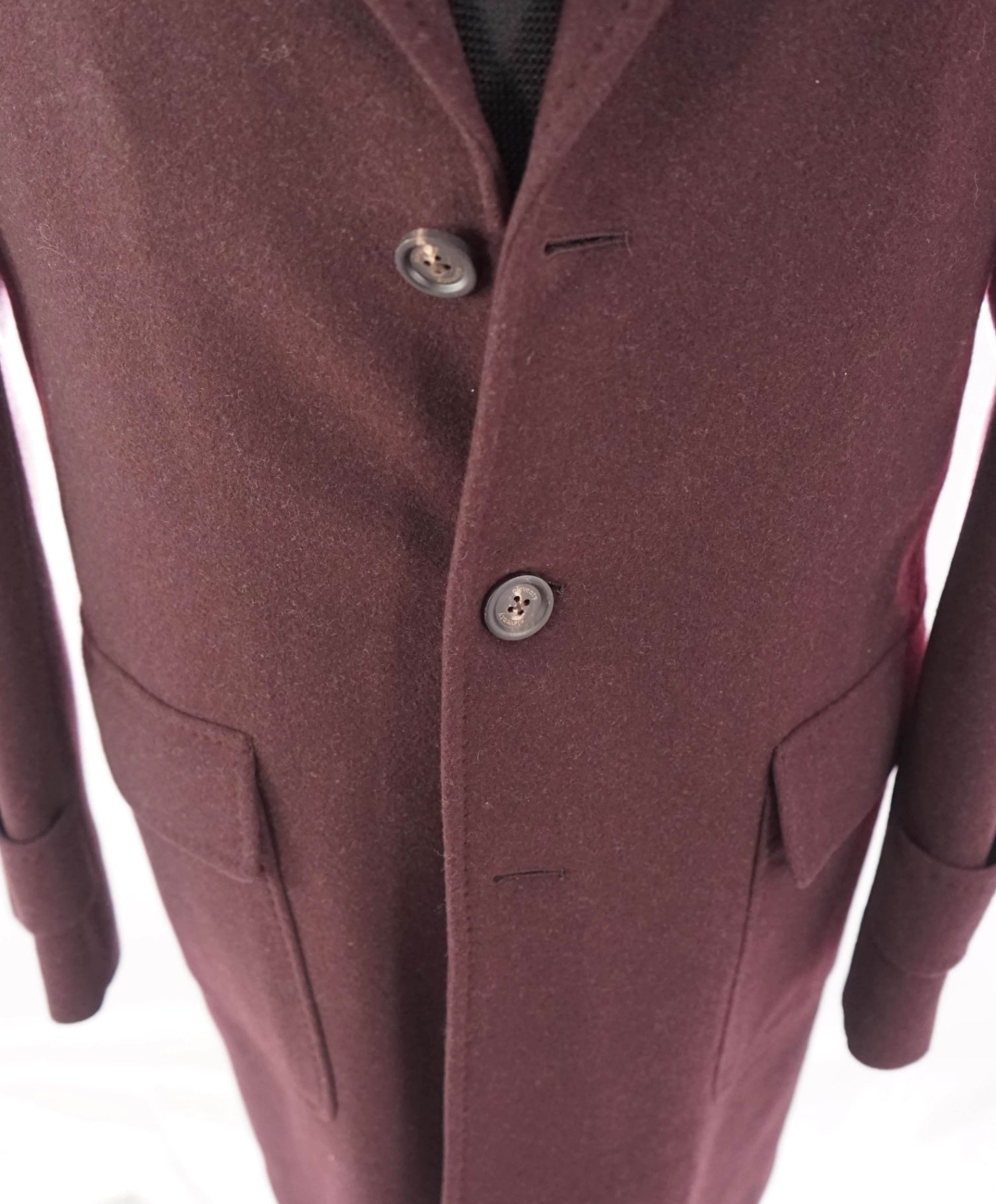 $2,250 ELEVENTY - "PLATINUM" Burgundy Wool/Cashmere Top Coat - 40
