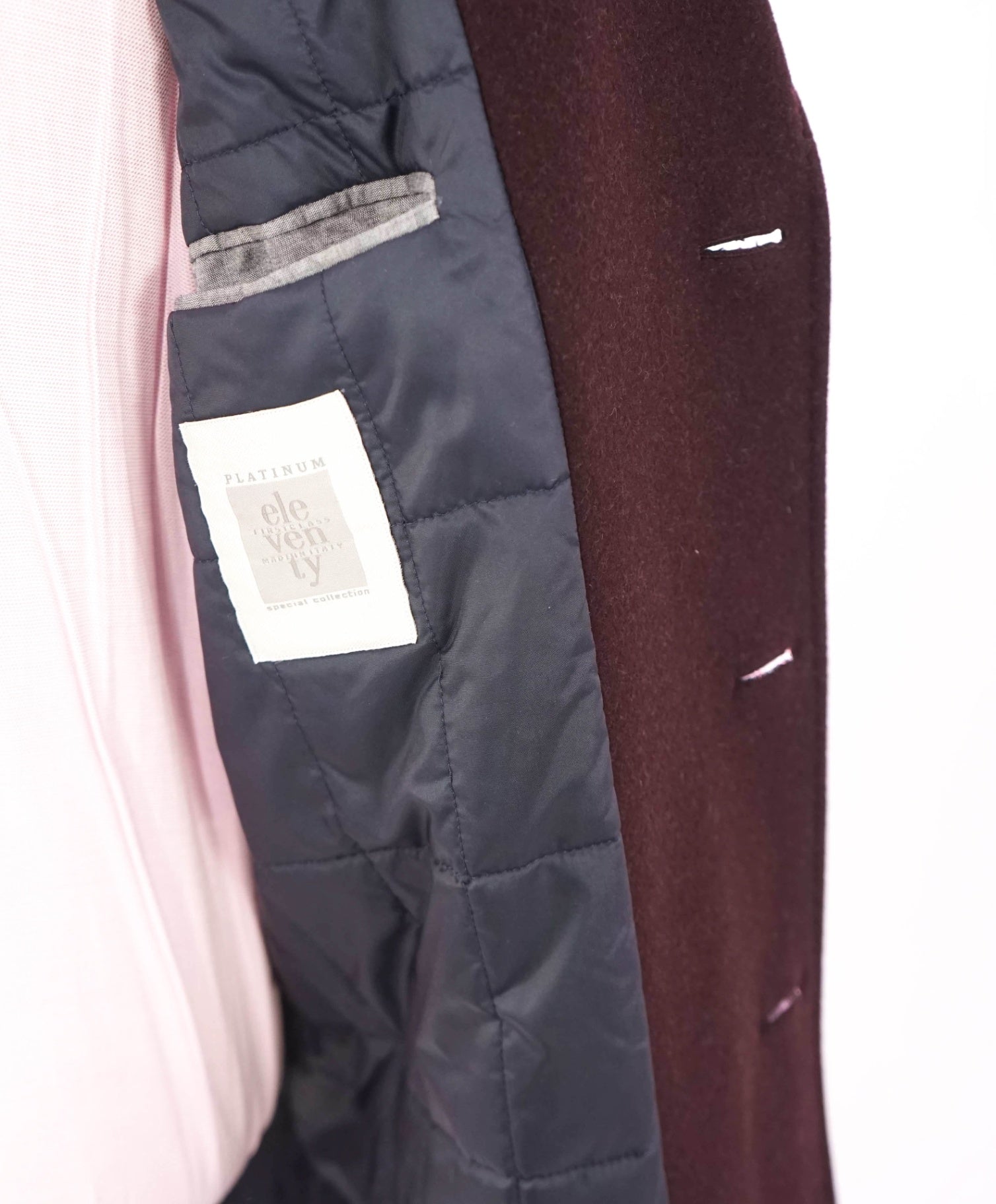 $2,250 ELEVENTY - "PLATINUM" Burgundy Wool/Cashmere Top Coat - 40