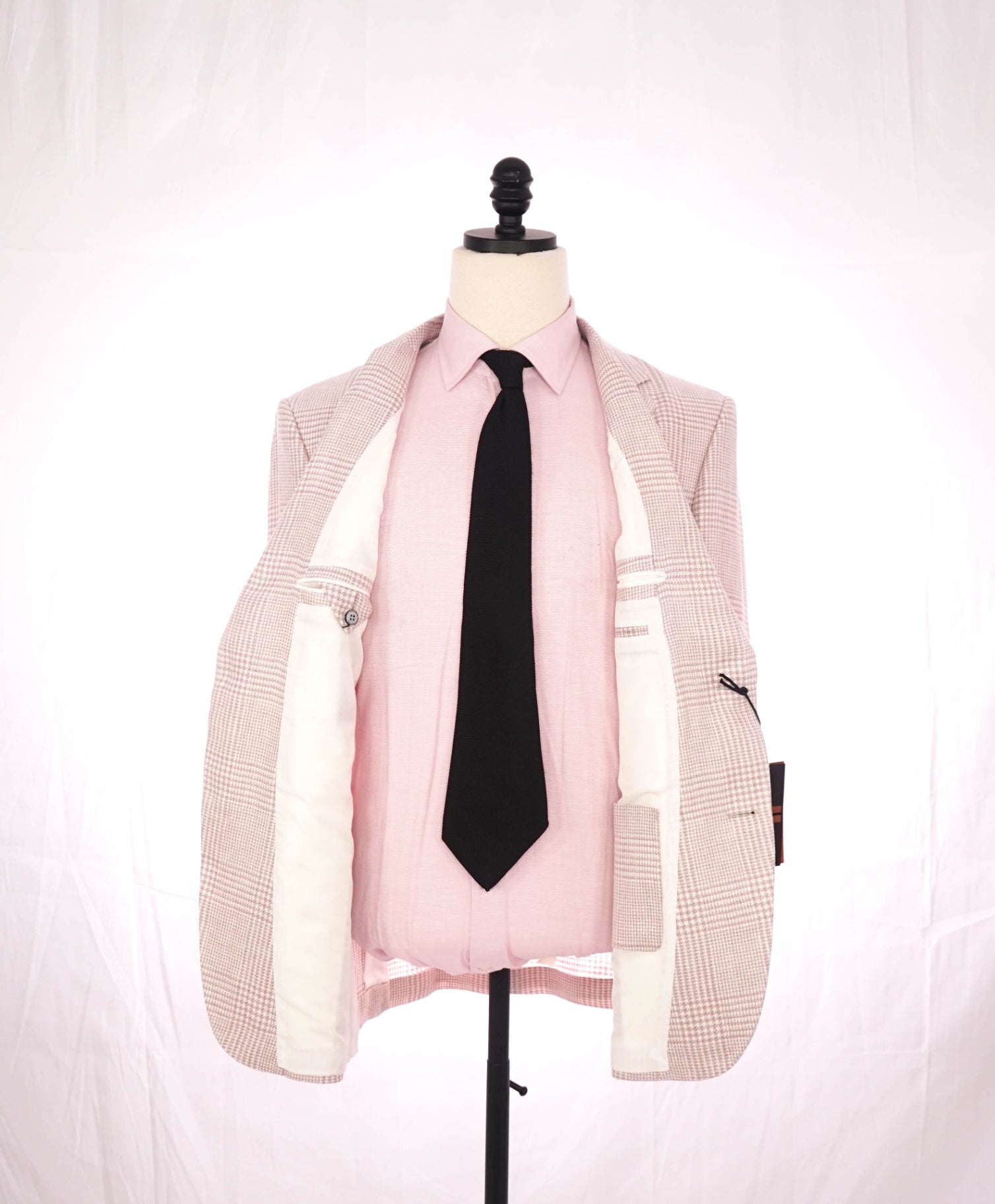 $3,590 ZEGNA - Pink Plaid "FAIRWAY" CROSSOVER Linen/Wool/Silk Blazer - 44R