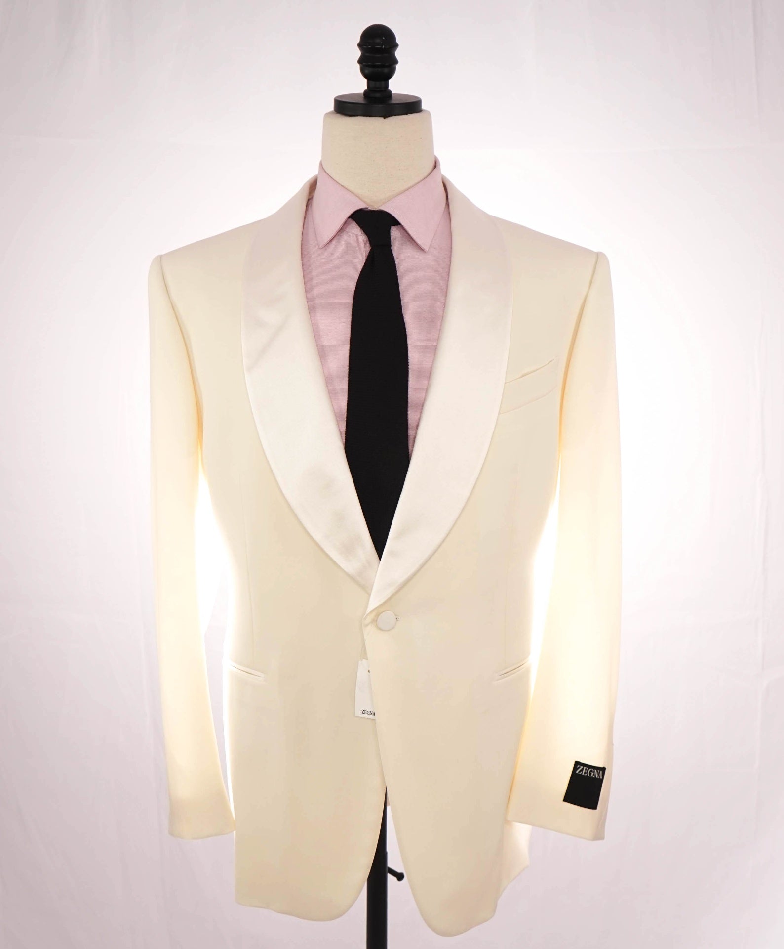 $3,990 ZEGNA - Ivory "VENEZIA" Wool Shawl Lapel Dinner Jacket - 44R