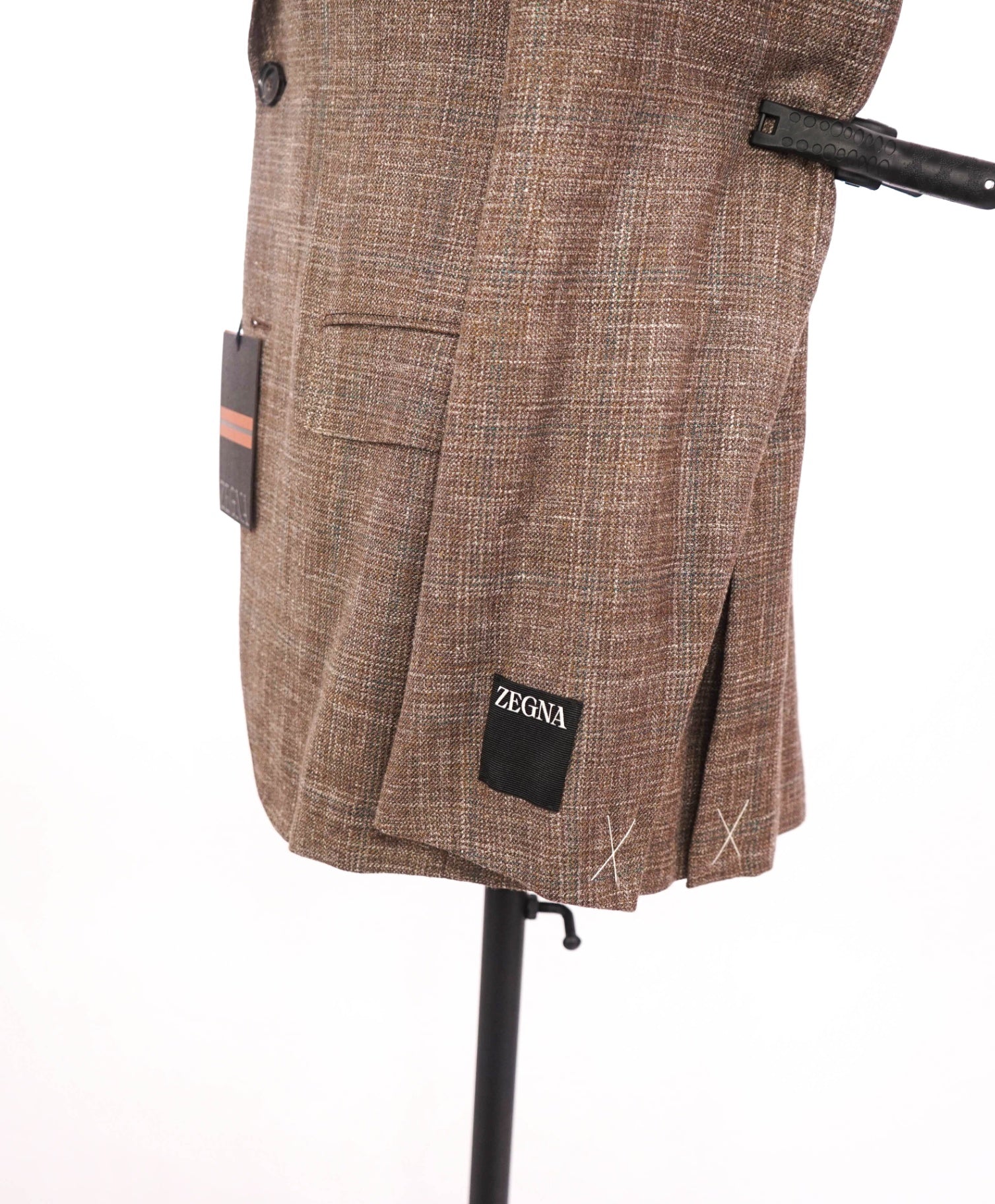 $2,990 ZEGNA - Brown Window Pane Wool/Silk/Linen Blazer - 40R