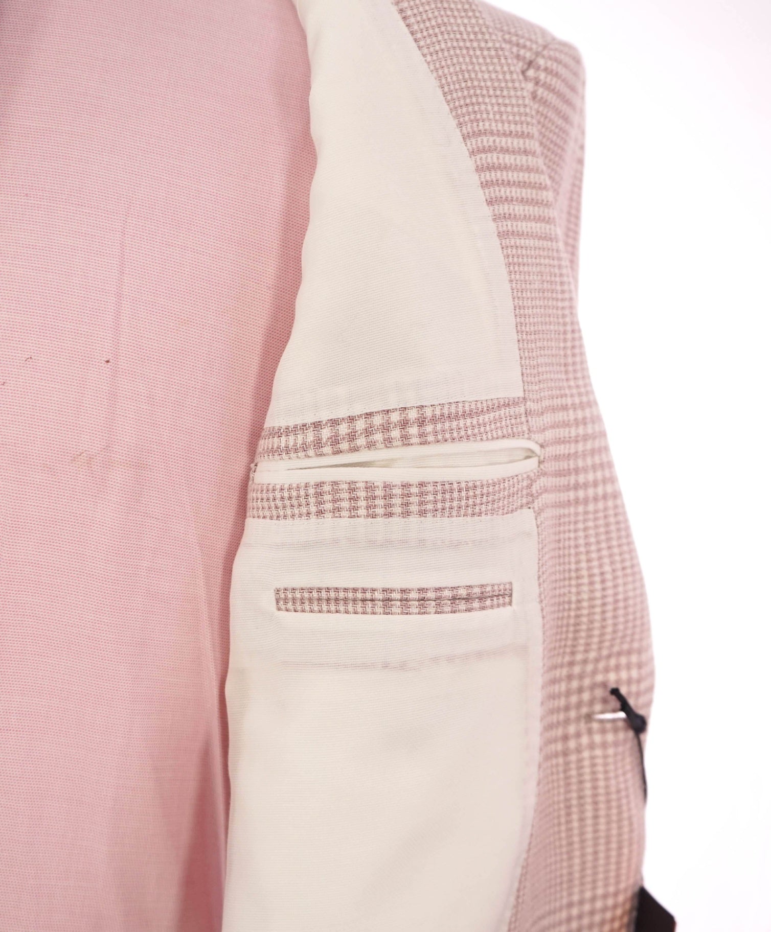 $3,590 ZEGNA - Pink Plaid "FAIRWAY" CROSSOVER Linen/Wool/Silk Blazer - 42R