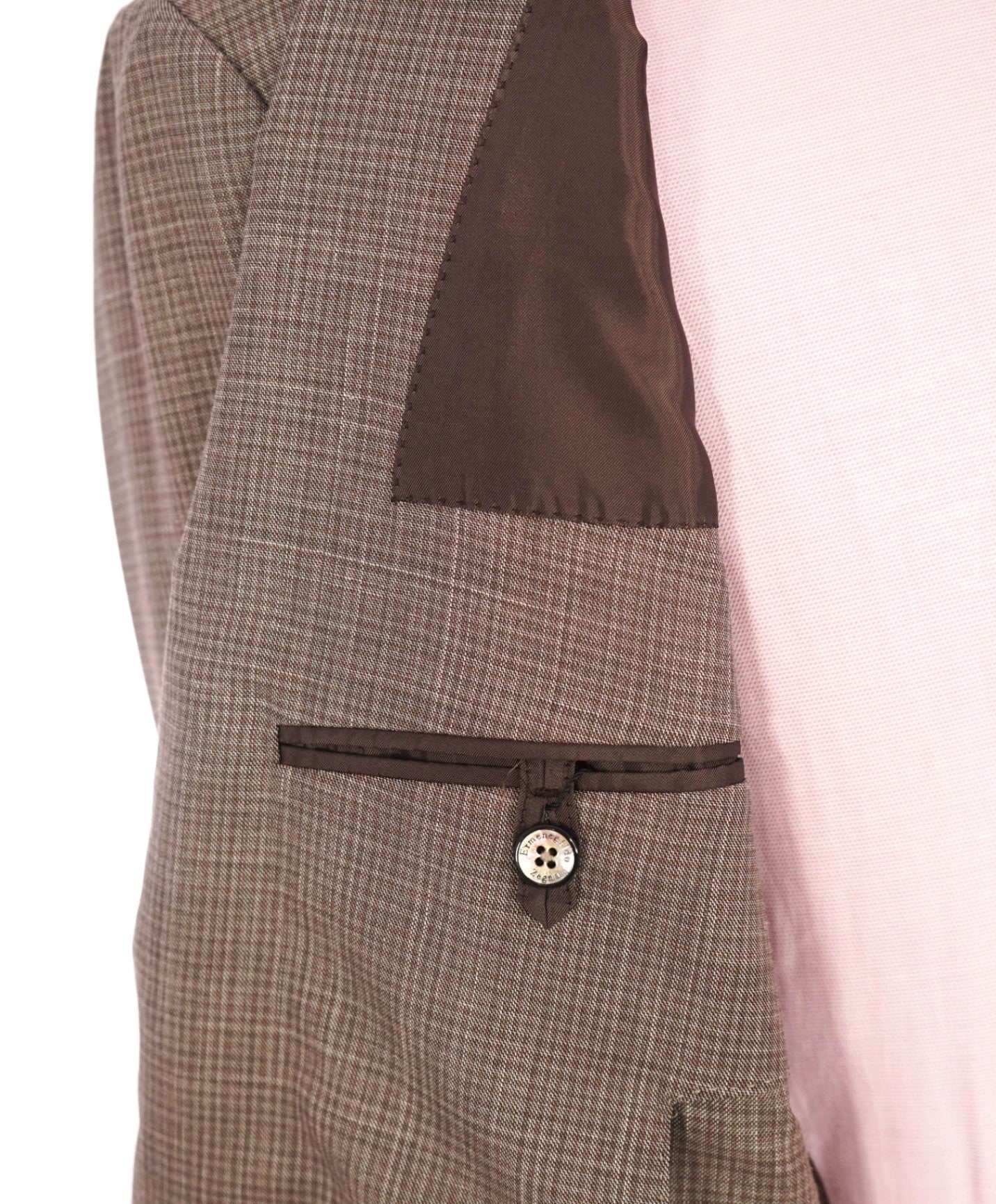 $3,290 ZEGNA - "TROFEO SUMMER" Neutral Check Wool/Linen/Silk Blazer- 44R