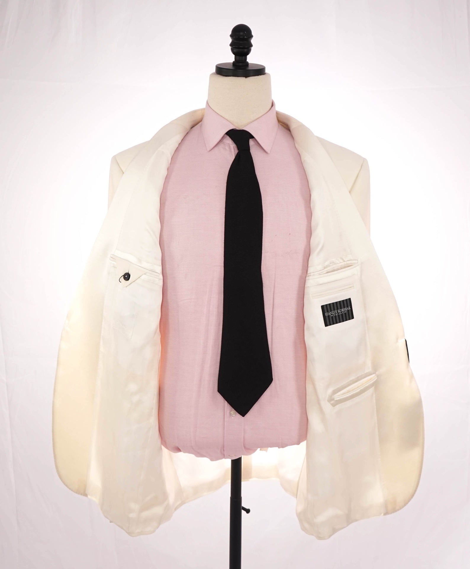 $3,990 ZEGNA - Ivory "SARTORIAL" Wool Peak Lapel Dinner Jacket - 48L