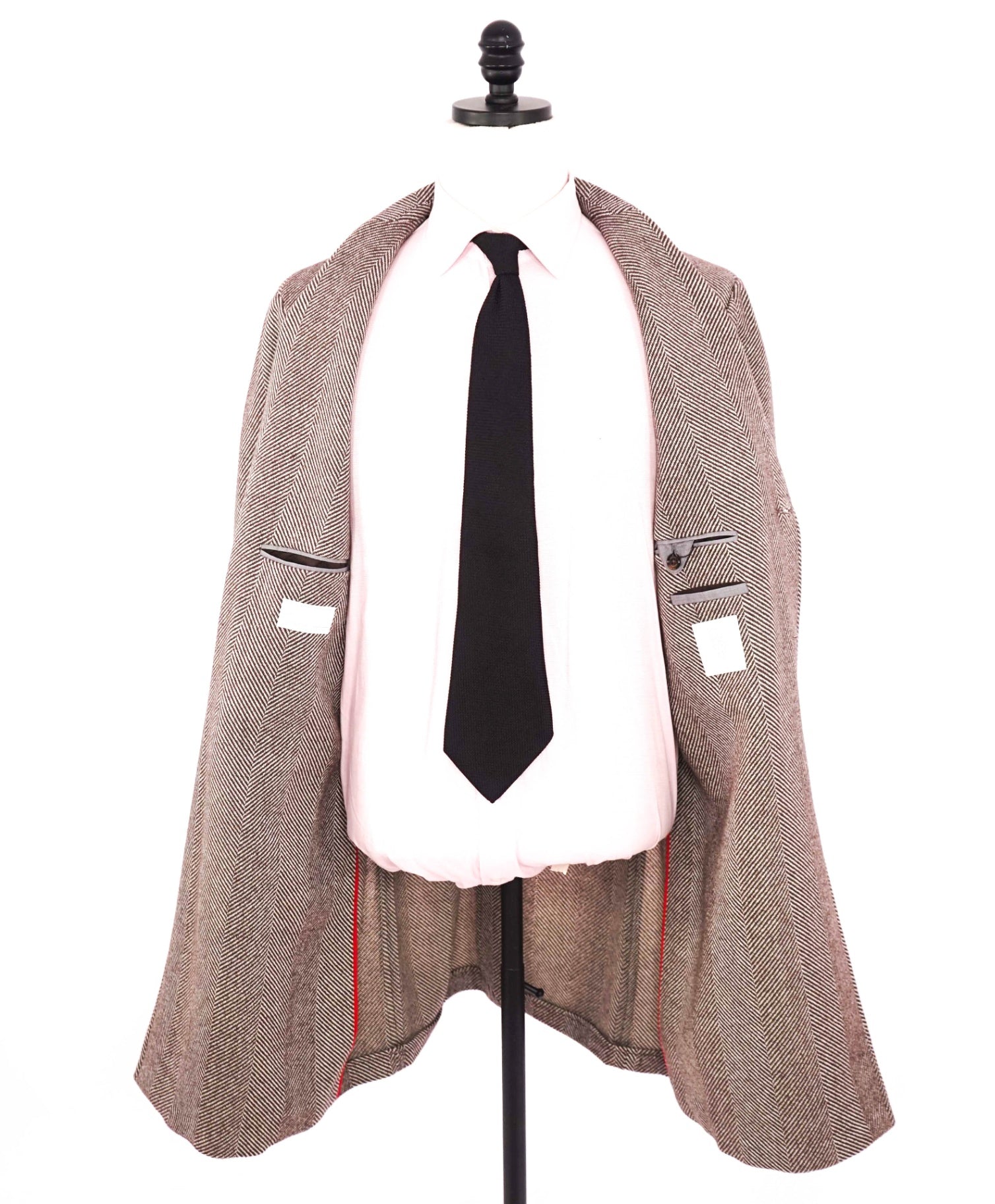 $1,995 ELEVENTY - "PLATINUM" Brown Herringbone Wool Top Coat - 40