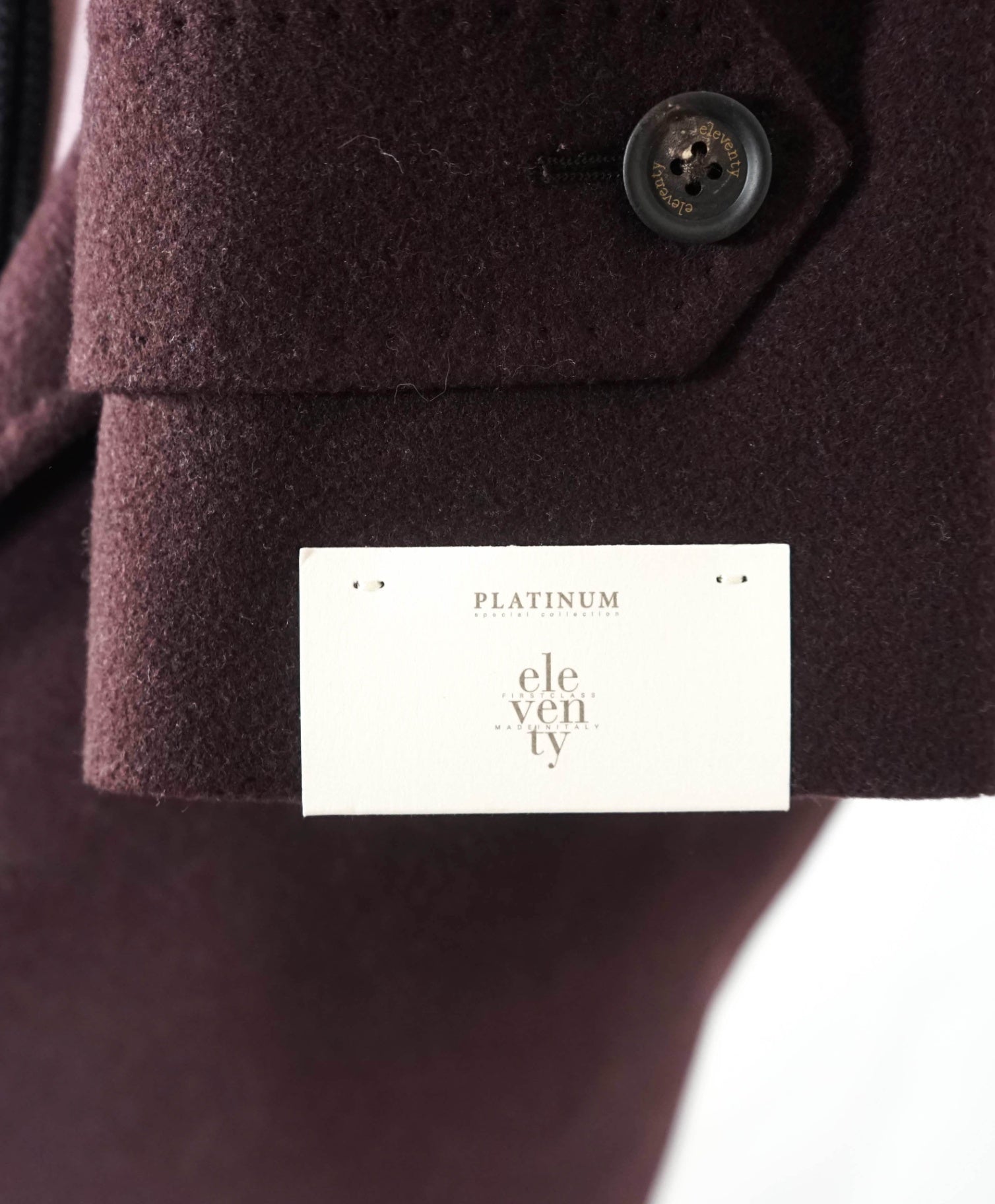 $2,250 ELEVENTY - "PLATINUM" Burgundy Wool/Cashmere Top Coat - 40