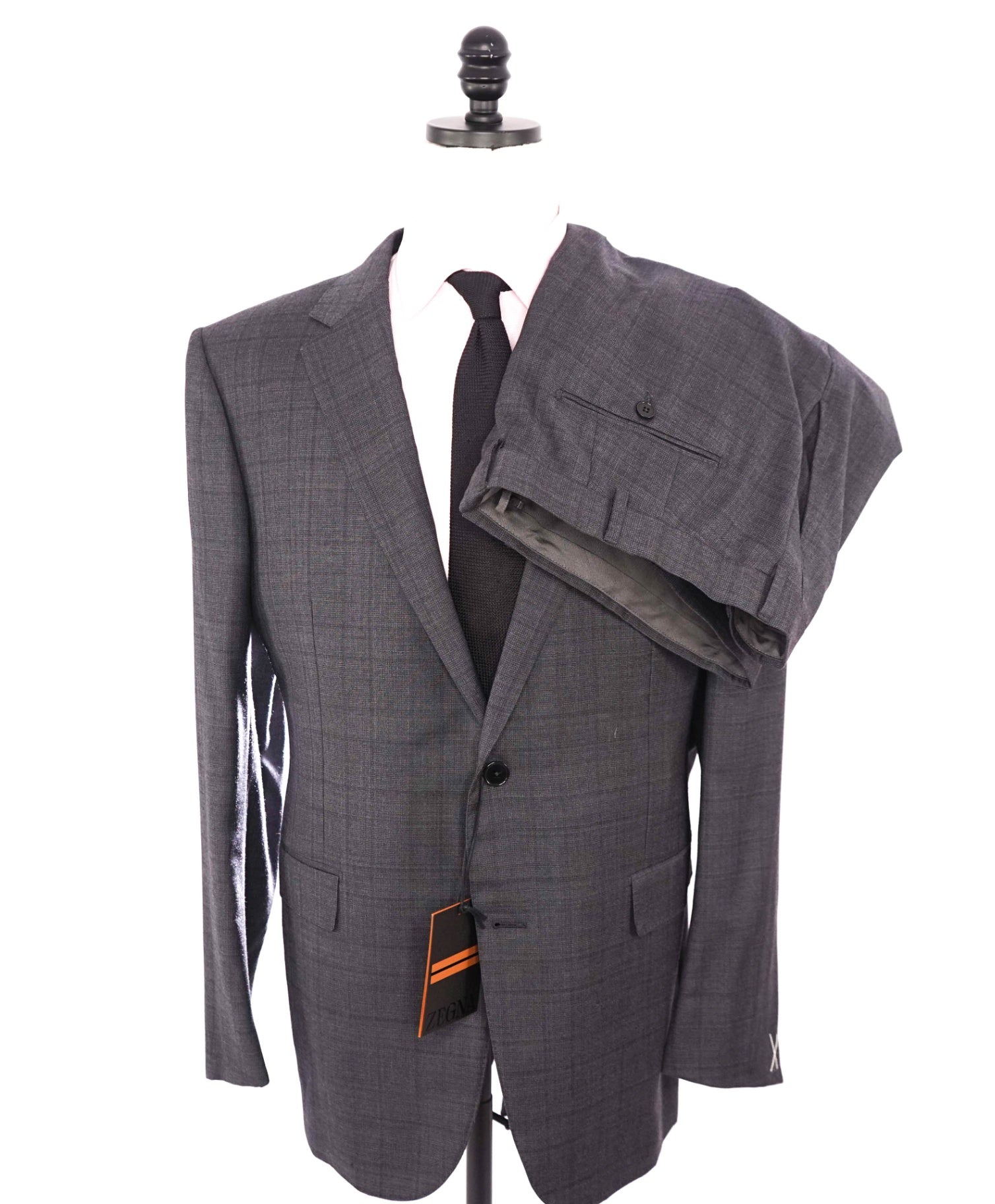 $4,090 ZEGNA - Gray Windowpane TROFEO Wool Suit - 50L US