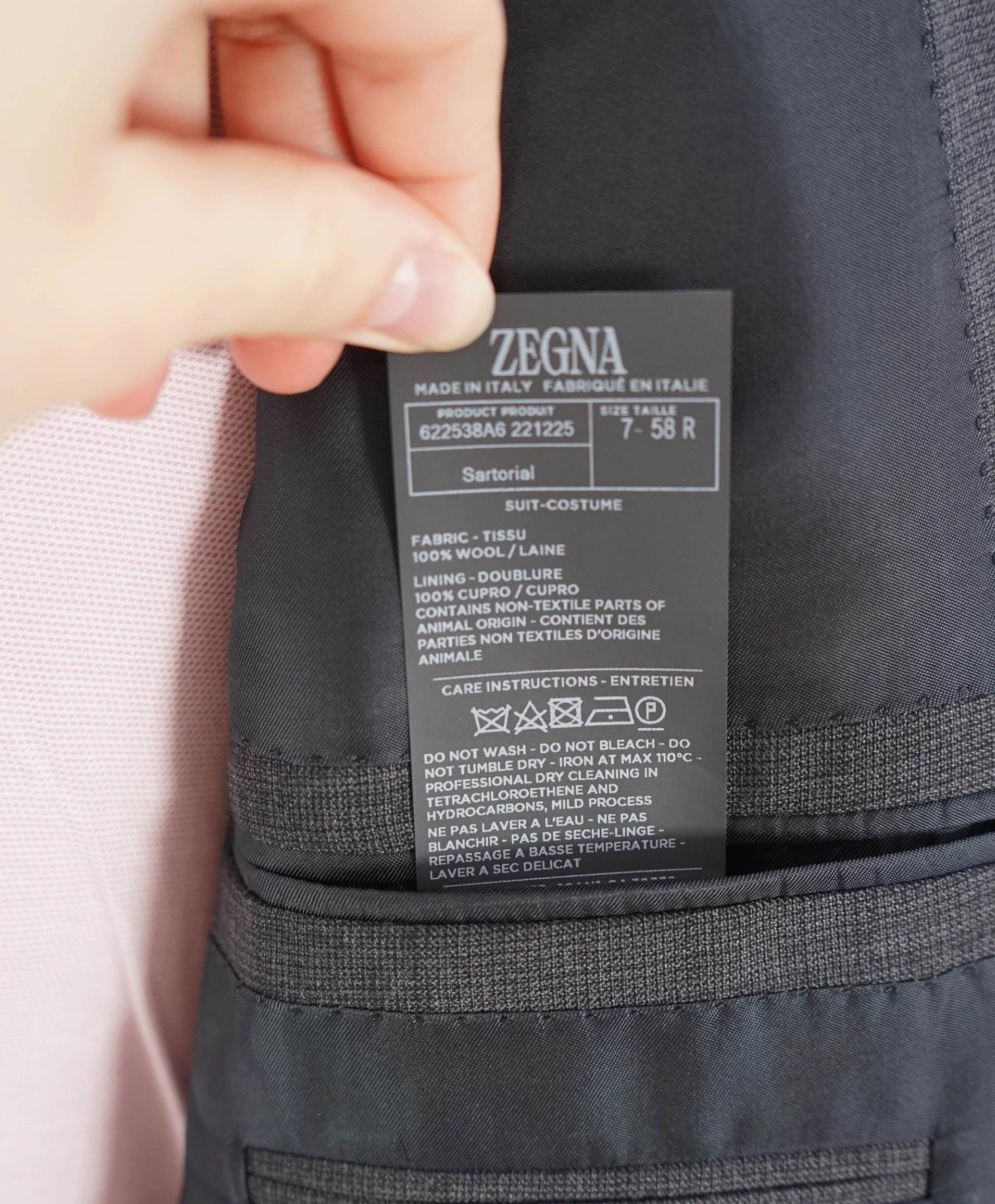$4,090 ZEGNA - Gray Windowpane TROFEO Wool Suit - 48R