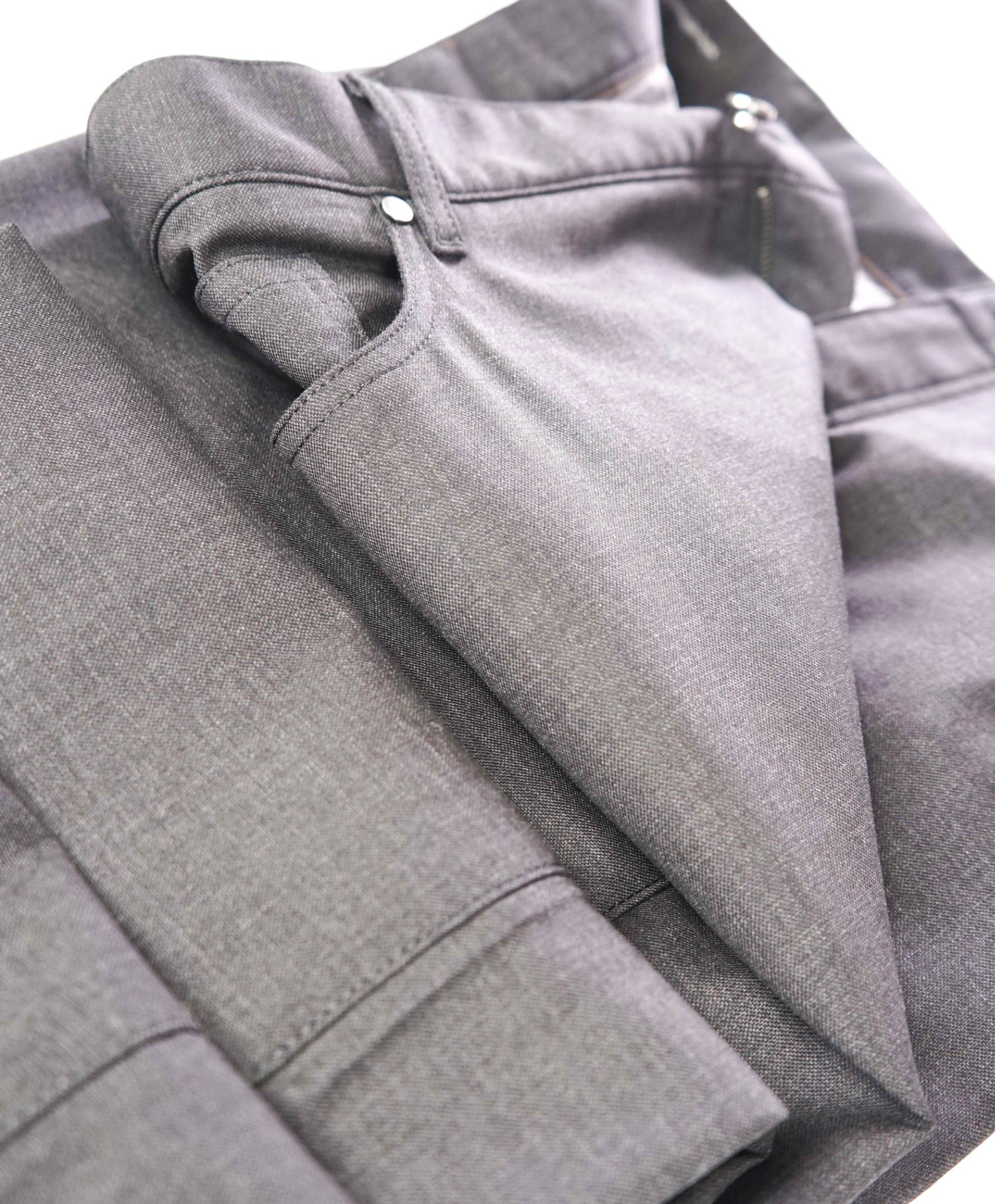 $695 ZEGNA - Solid Gray Wool 5-Pocket Pants - 42W