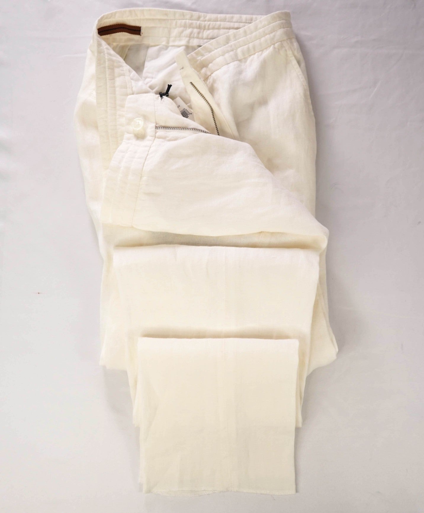 $695 ZEGNA - Off White Linen Pants - 36W