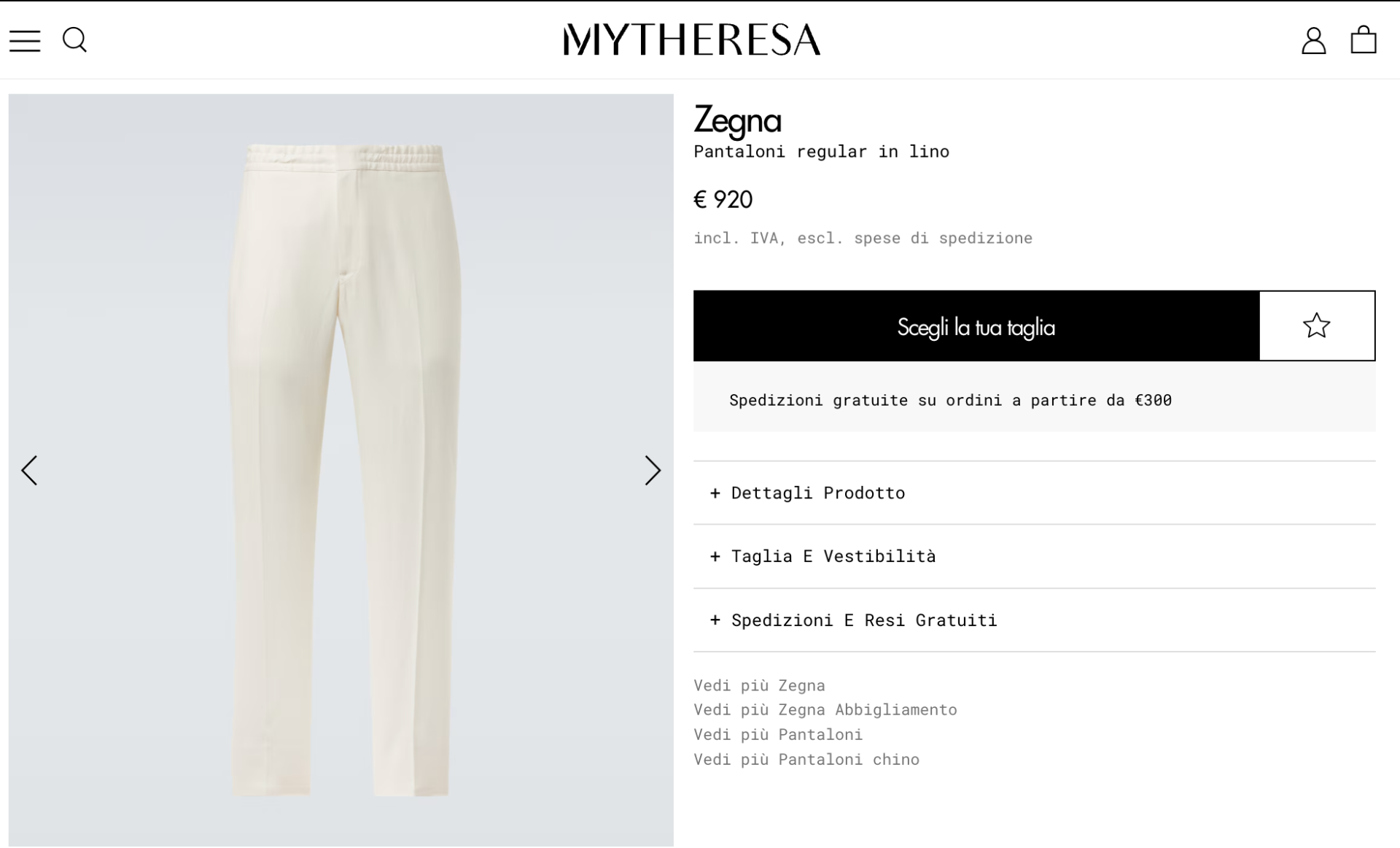 $695 ZEGNA - Off White Linen Pants - 36W