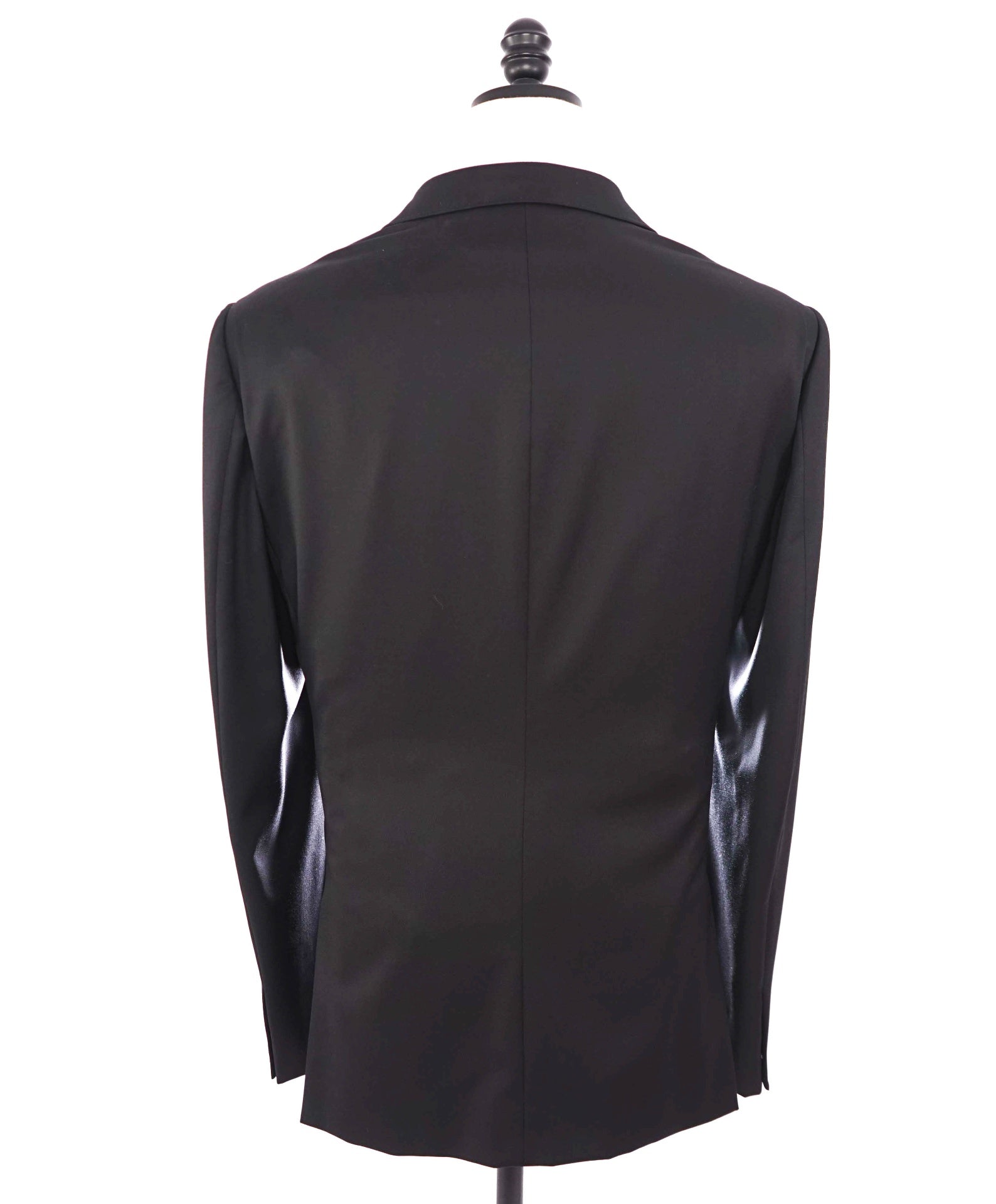 $1,570 Z ZEGNA - Solid Black Wool Peak Lapel Tuxedo - 48L