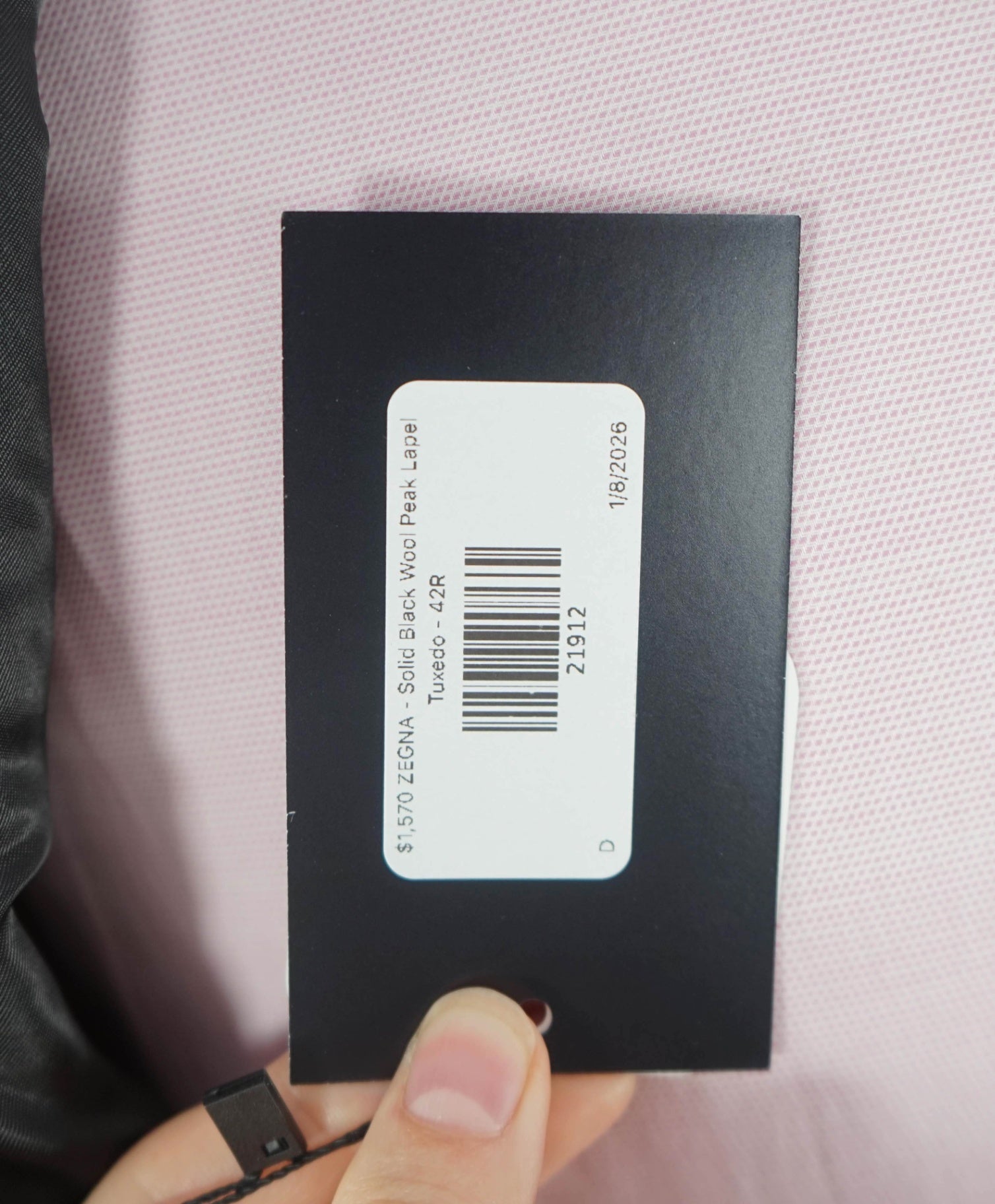 $3,990 ZEGNA - Solid Black Wool Peak Lapel Tuxedo - 42R