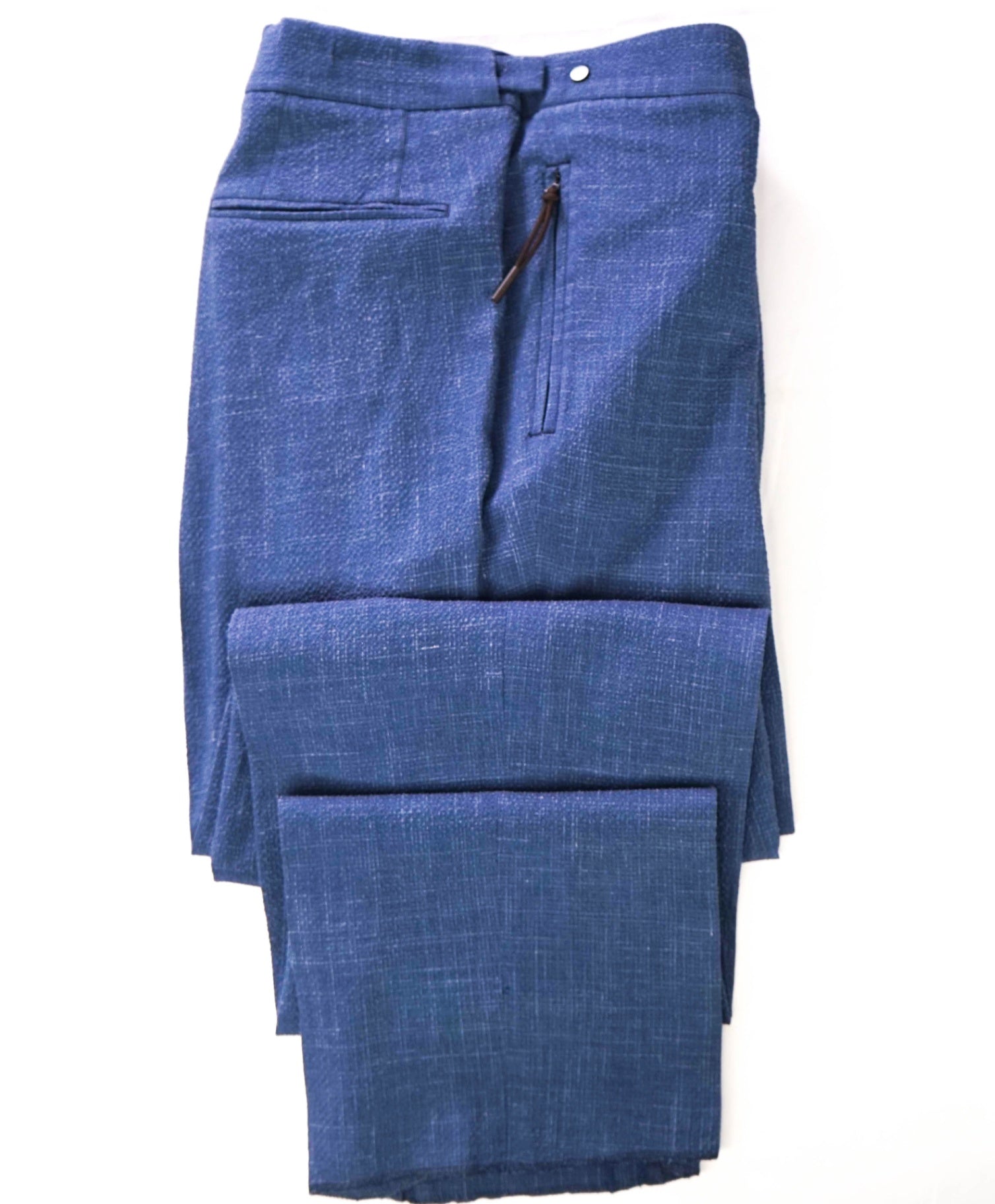 $795 ZEGNA - Solid Blue TROFEO SEERSUCKER Pants 1 of 1  - 35W