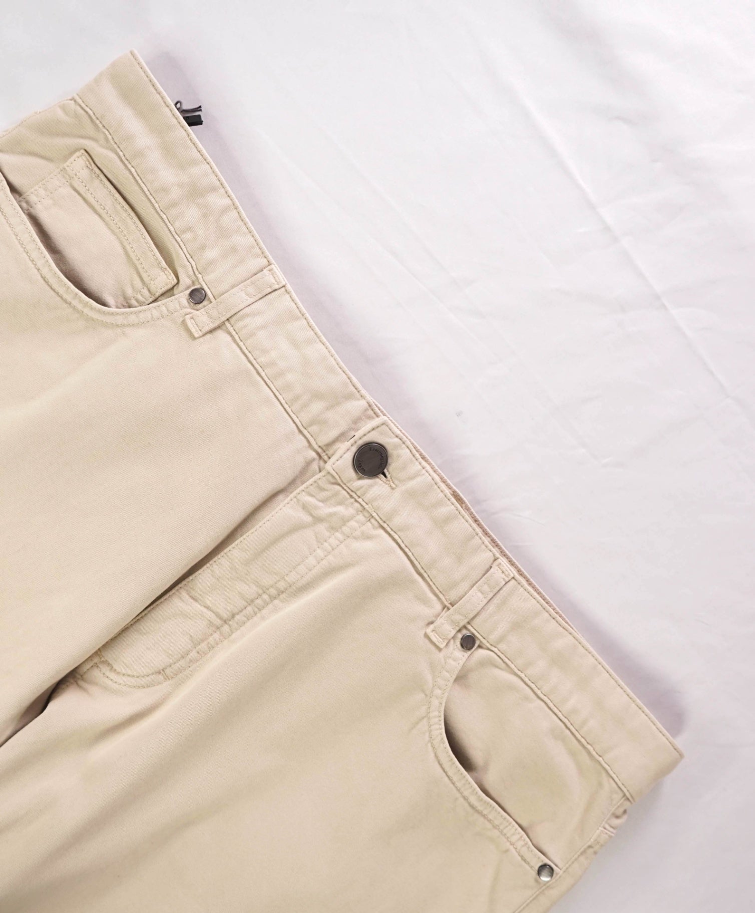 $795 ZEGNA - Beige Soft Denim Pants - 40W