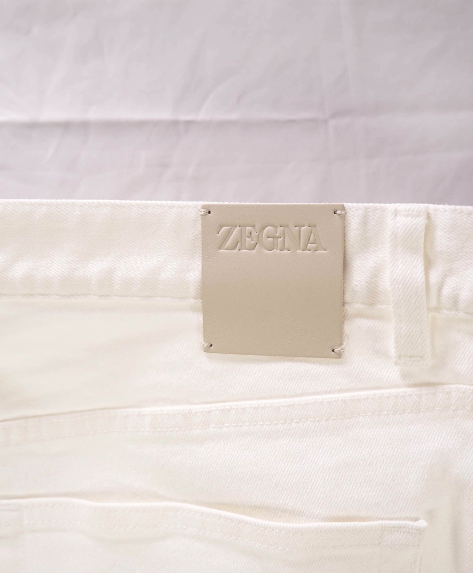 $385 ZEGNA - Solid White Slim Fit Denim Pants - 36W