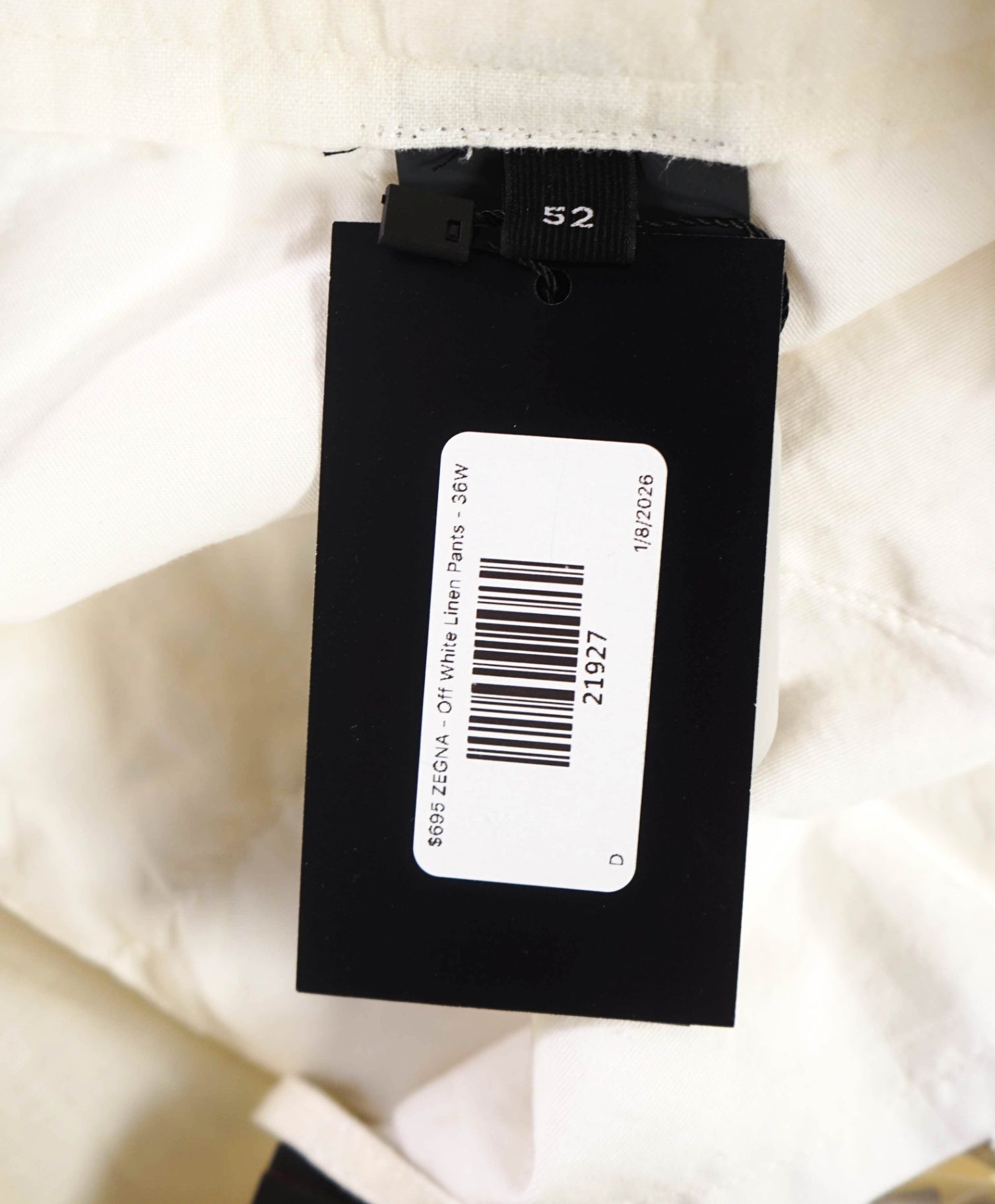 $695 ZEGNA - Off White Linen Pants - 36W