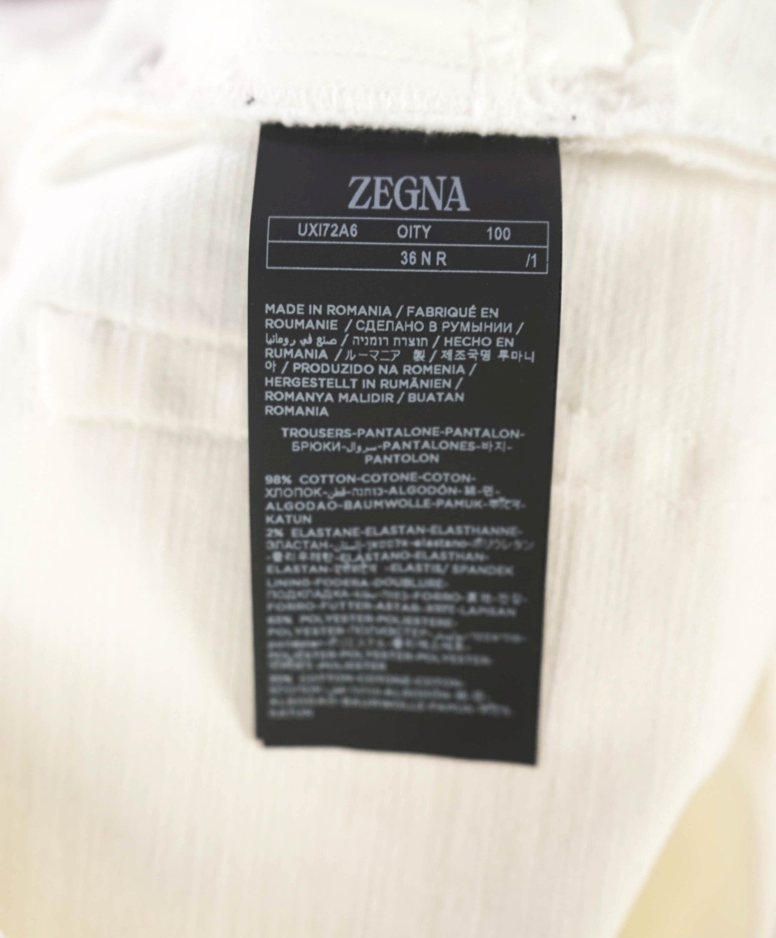 $385 ZEGNA - Solid White Slim Fit Denim Pants - 36W